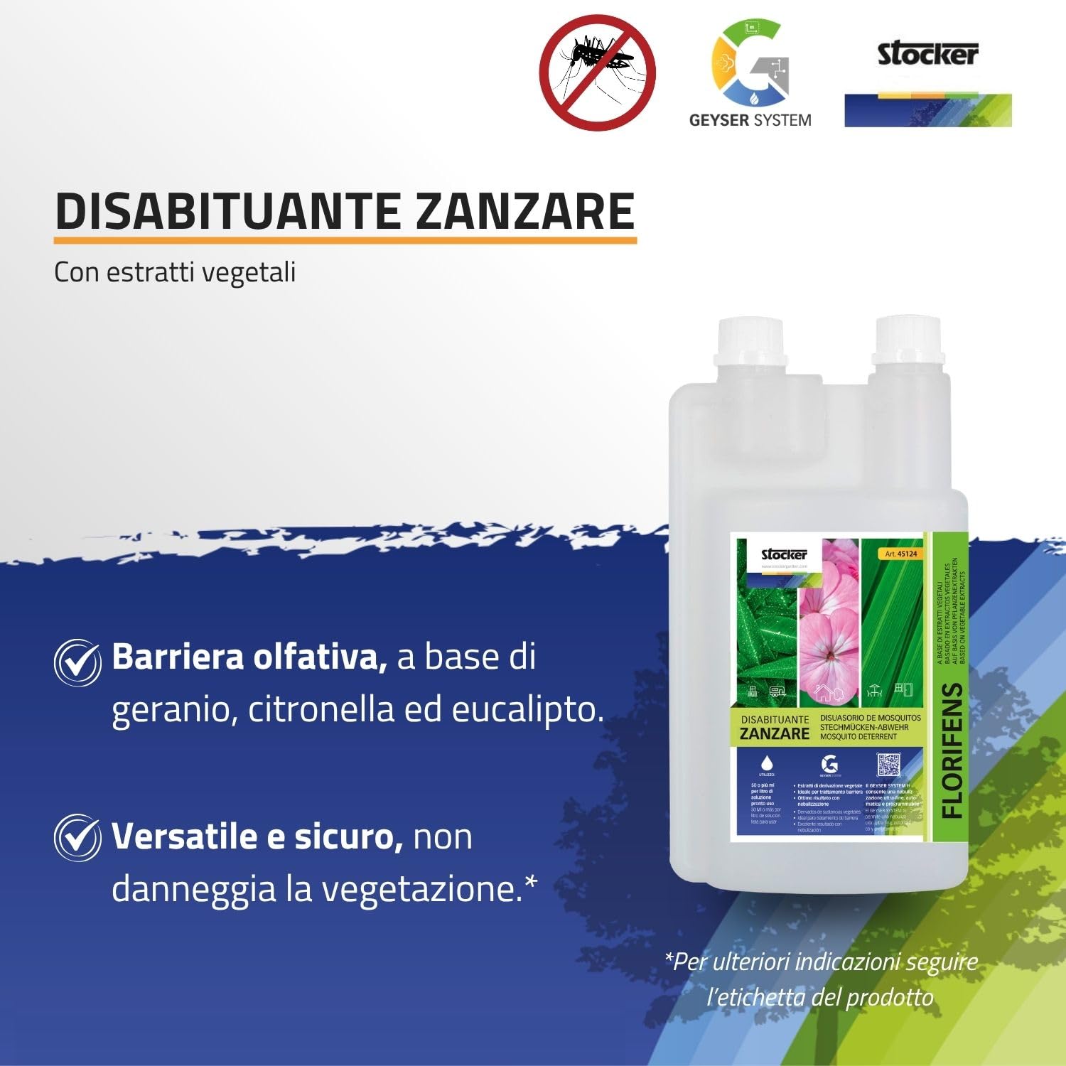 STOCKER – Kit Nebulizzatore Geyser 12L con Timer e Pompa Automatica, Batteria 12V, Copertura di 40 m² estendibile fino a 400 m², Sistema Antizanzare con 1 L Zanzaricida e 1 L Disabituante