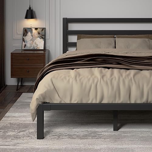 Miniatura 9 de Base de cama tamaño Queen, base de plataforma de cama resistente con fuerte base de metal, almacenamiento debajo de la cama, base para colchón, no