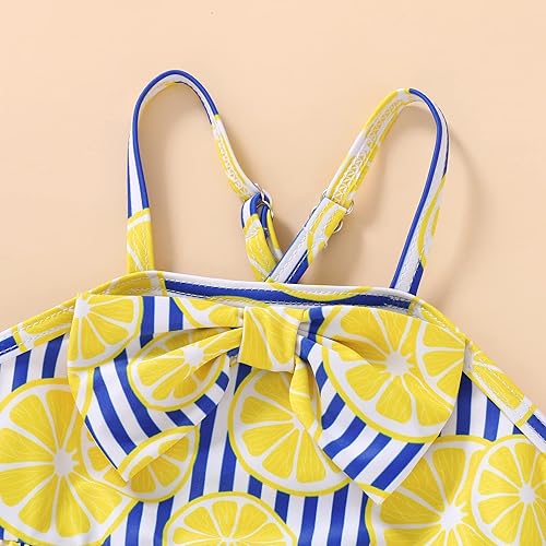 Miniatura 4 de Bebé Niña Sandía Traje De Baño Dinosaurio Limón Sin Espalda Traje De Baño Infantil Halter