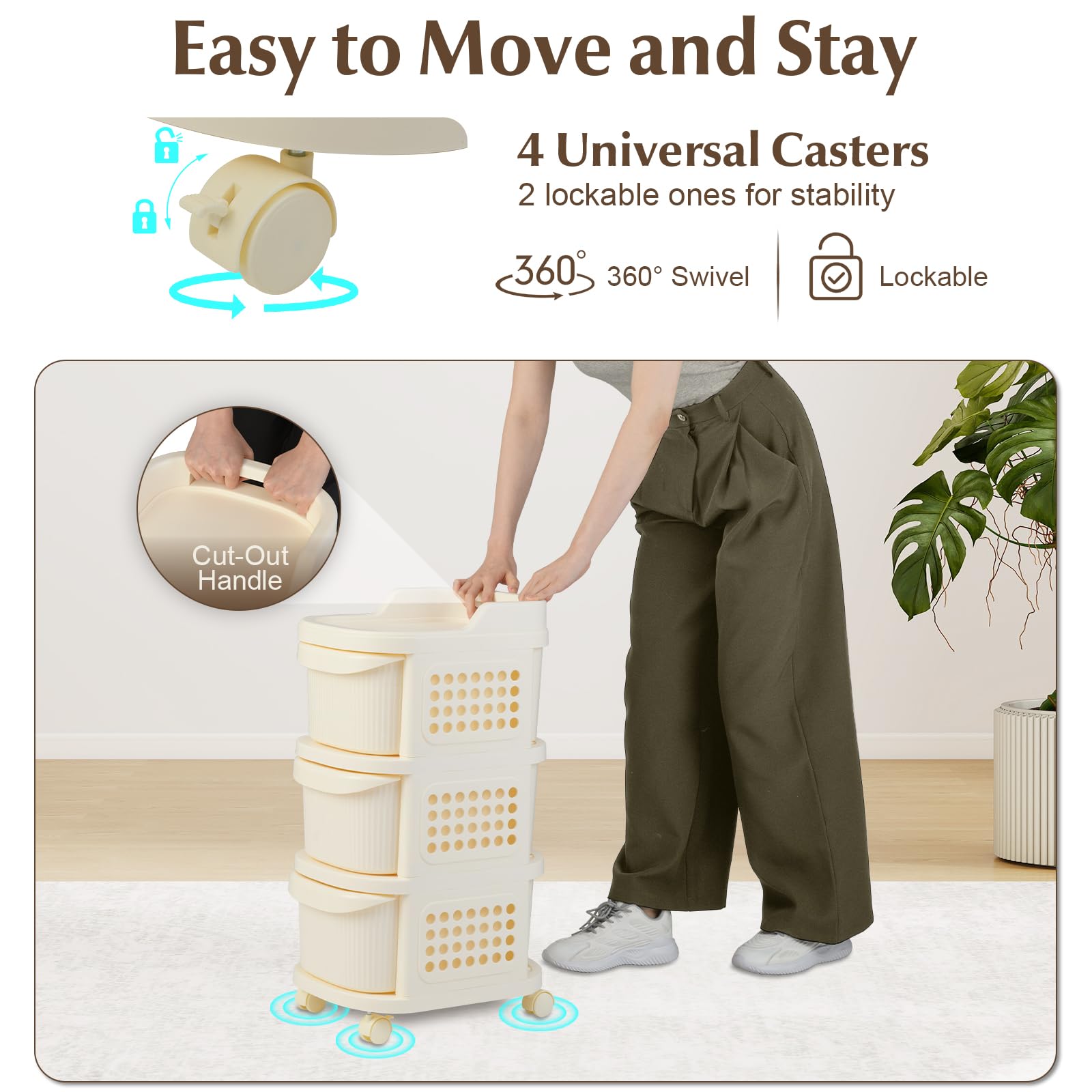 HOMASIS Carro con Ruedas con 3/4 Cajones, Pegboard, Asa y 6 Ganchos, Carro de Almacenamiento Estrecho con Ruedas, Carrito de Cocina, Carrito de Servir, para Cocina, Oficina, Color Blanco