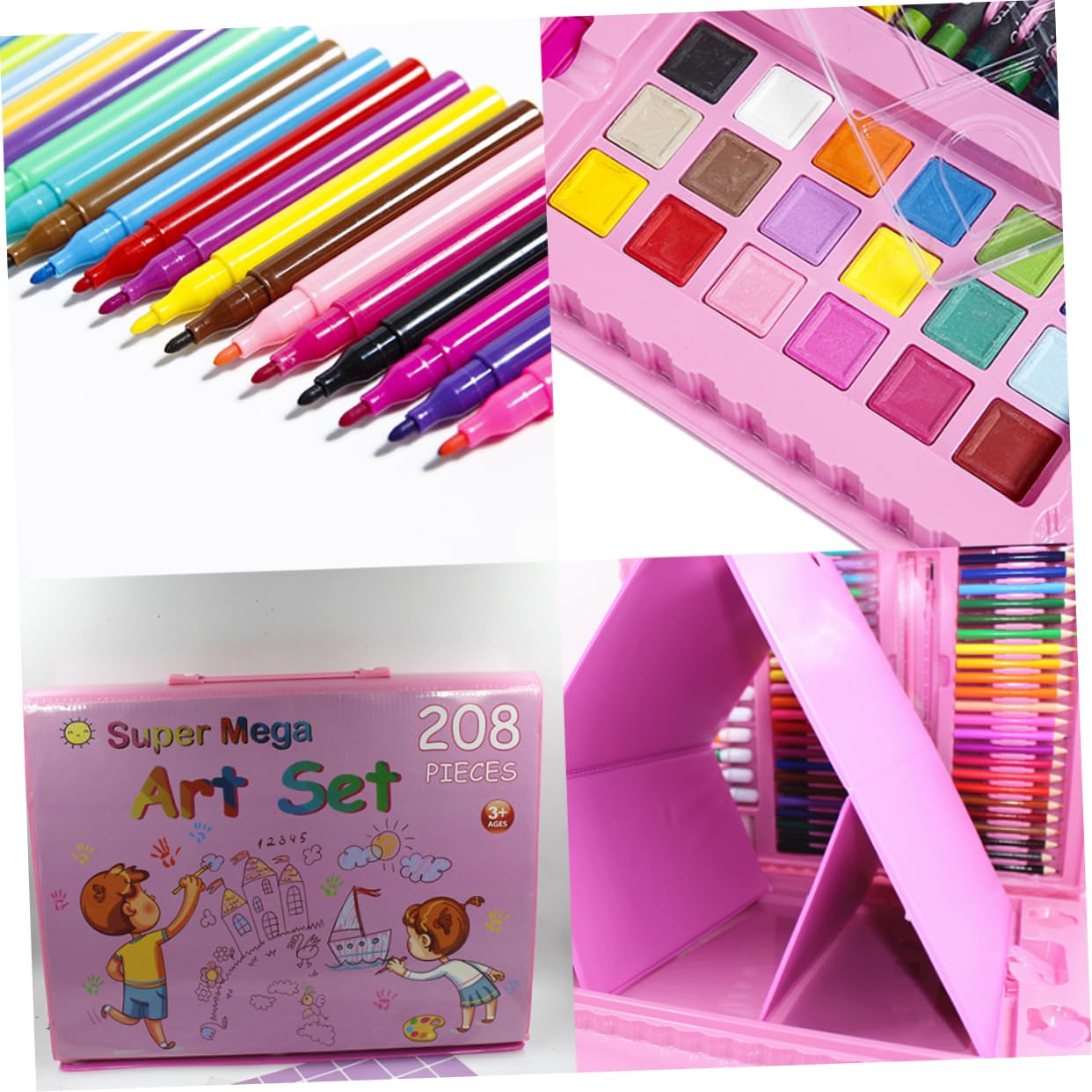 Set di Penne Gel per Disegno 208 Pezzi Rosa per Adulti e Ragazzo Ragazza | Plastica, Scrittura Fluida e Punta Fine, per Diari e Album Fotografici, Inchiostro a Flusso