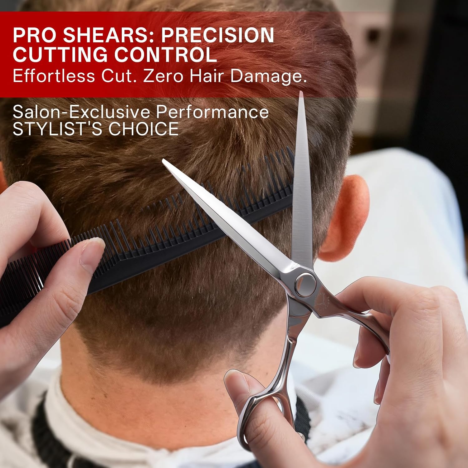 6 Inch Professional Hair Cutting Scissors – 440C Stainless Steel Barber Shears, Handcrafted Convex Edge Hair Scissors with Ergonomic Handle for Stylists, Barbers & Salon Use