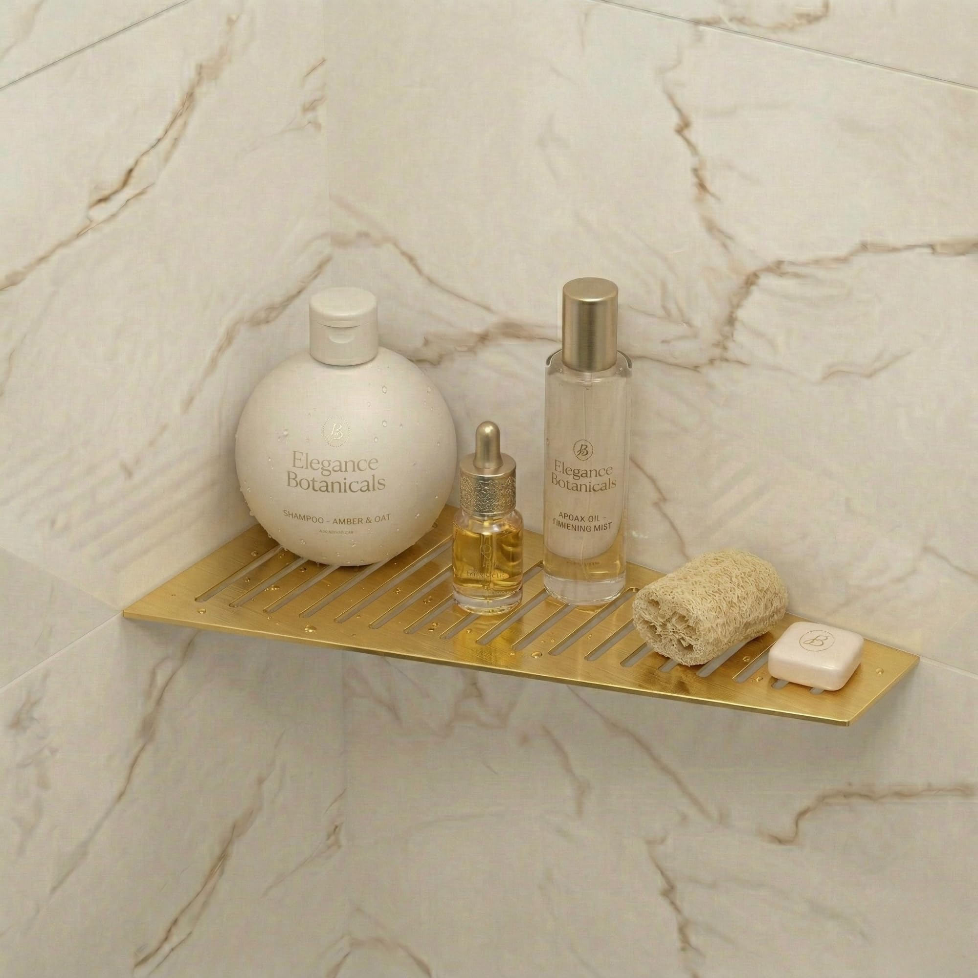 Eviso Estantería de Ducha Rinconera de Acero Inoxidable AISI 304, Estante Esquinero Trapezoidal de Diseño para Baño sin Taladro, Montaje en Junta Resistente a la Corrosión y Humedad, Blanco Mate