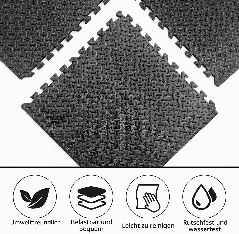 PROIRON Extra Dicke 2cm Bodenschutzmatte Fitness, 60x60cm Schutzmatten Puzzlematte, 6 Puzzle Bodenmatte Unterlegmatte für Fitnessraum&Fitnessgerät, Fitnessmatte Turnmatte Sportmatte Trainingsmatte