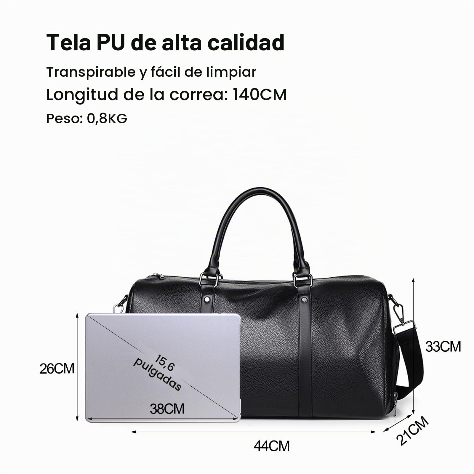 FANDARE Bolsa de Viaje para Mujer Hombre Bolsa de Deporte Bolsa de Mano Equipaje Bolsas de Deporte Negocio Bolsa de Gimnasio con Zapato Compartimento Impermeable PU Cuero Bolso de Viaje Cabina