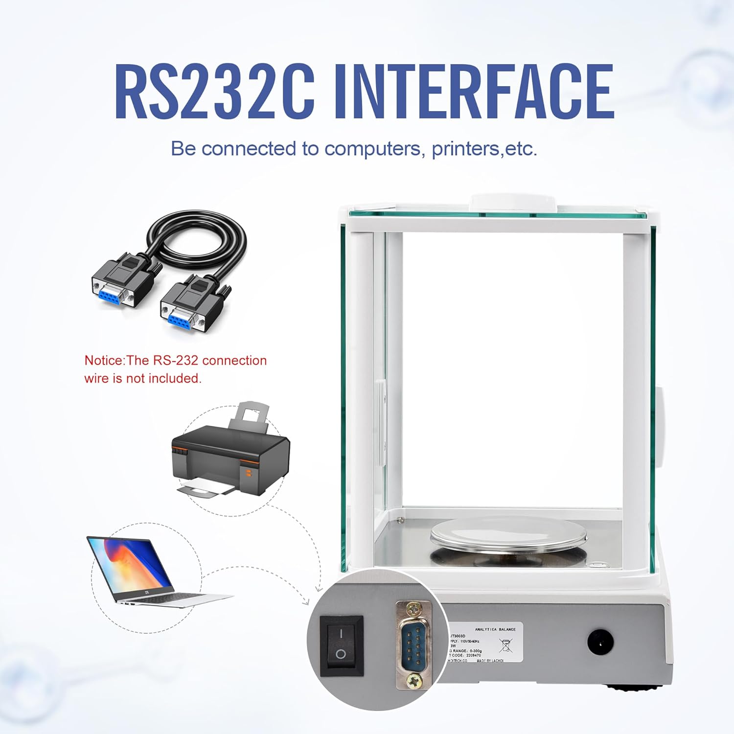 Analytical Balance 500g×0.001g Lab Scale 0.001g Accuracy High Precision Laboratory Scale with Windshield RS232 Interface Laboratory Balance (500g,1mg)