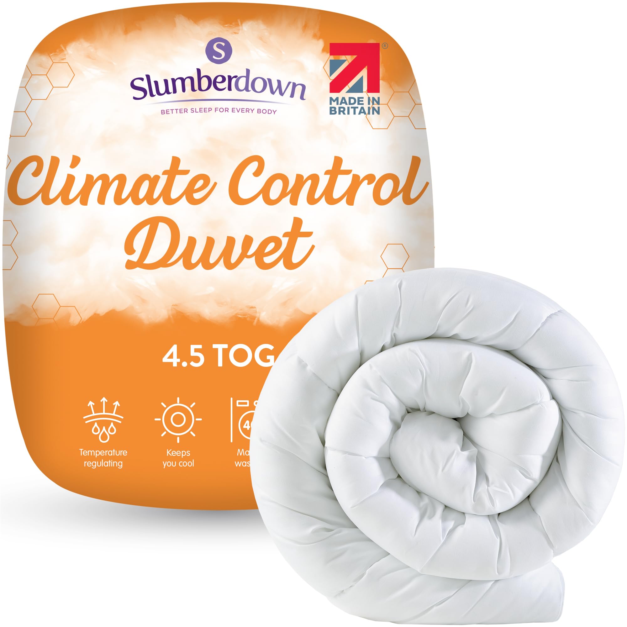 Slumberdown White Climate Control Super King Duvet Tog - Uk Made, Lightweight, Non-Allergenic, Ideal For Hot Summers, Breathable & Washable - Cool Temperature-Regulating Quilt (260 X 220Cm) Size 4.5