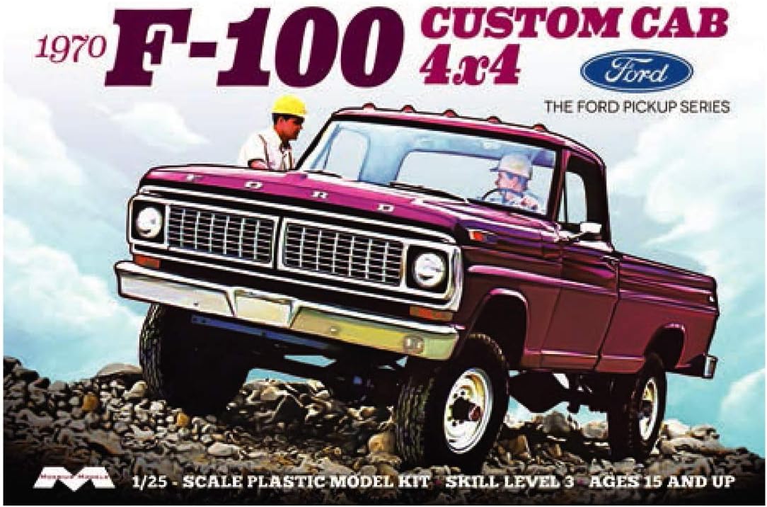Moebius Models 1/25 1970 Ford F-100 Custom Cab 4X4 Pickup Truck (Kit) - 1230