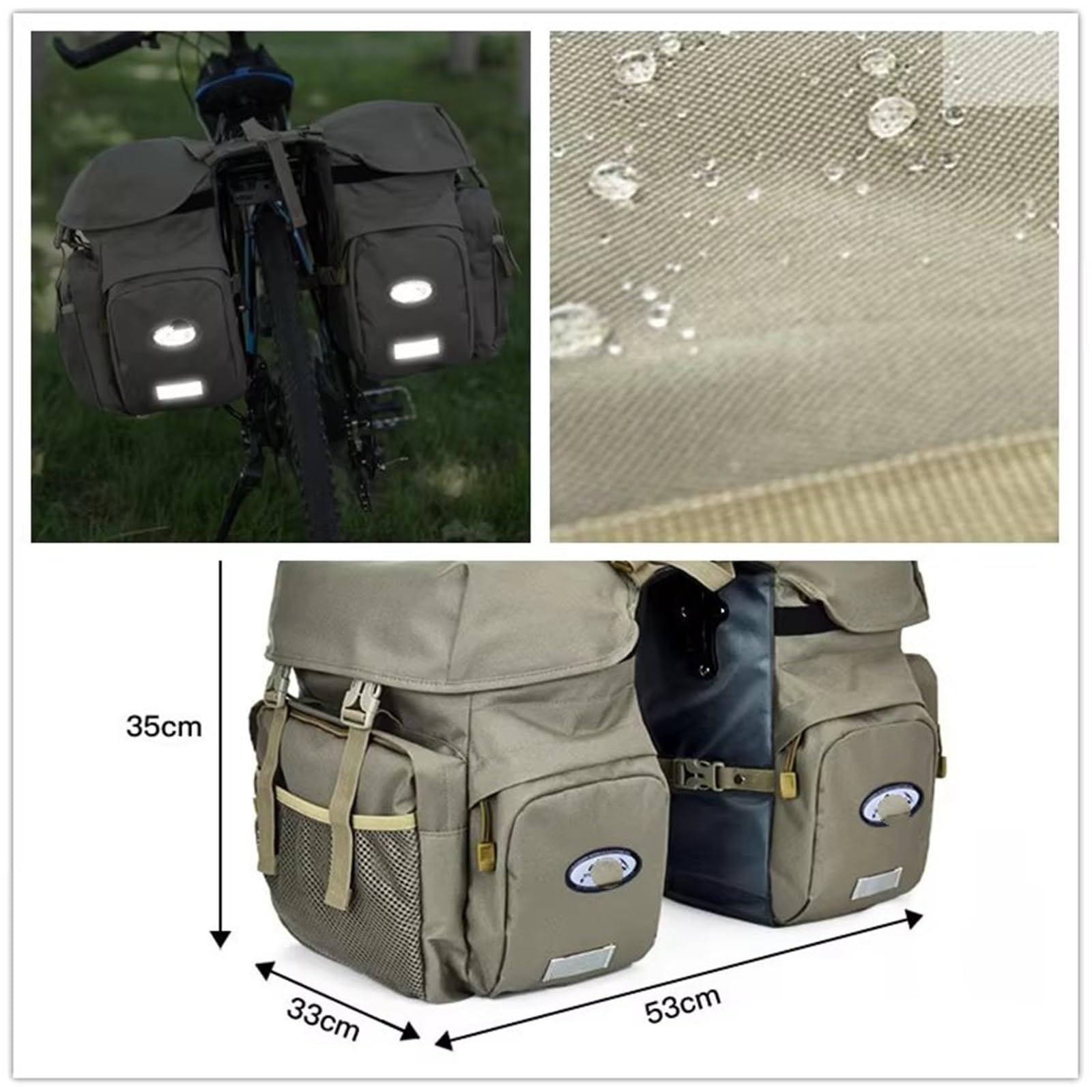Bolsa de sillín Bolsa De Viaje para Hombre para Bicicleta Y Motocicleta Impermeable Opcional Bolsa para Sillín De Bicicleta Y Motocicleta Bolsa De Almacenamiento De Equipaje(Green Rain Cover)