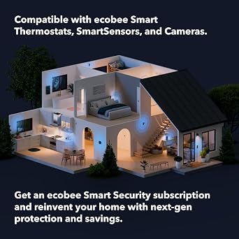 ecobee Smart Security Plus Plan 1 Year Subscription, up to 1 Camera 30-Day Video History, Person Detection, Package Detection, Surveillance and Monitoring, Arm and Disarm, Cancel Anytime