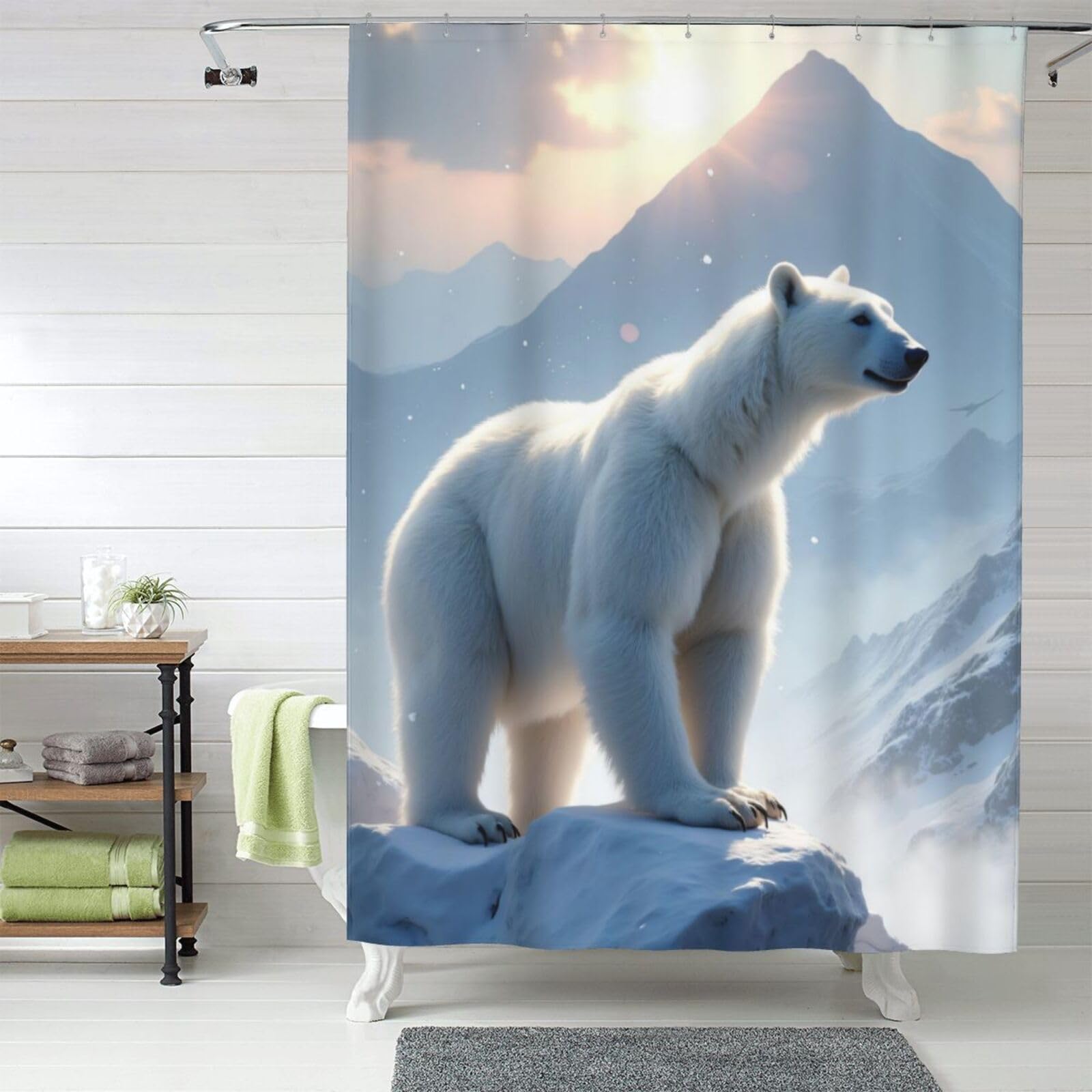 Rideau de douche ours mignon blanc pour transformer votre bain en moment de douceur