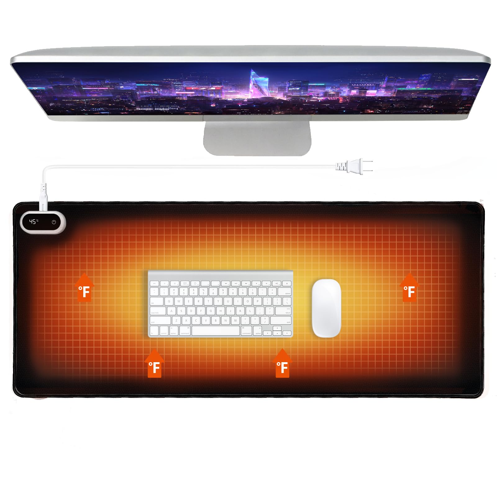 Heated Desk Pad, Heated Mouse Pad- 31.5 x 13 inch, Heated Desk Mat, Desk Warmer with 5 Heat Levels & Auto Shut-Off - Ideal for Office and Home (Black)