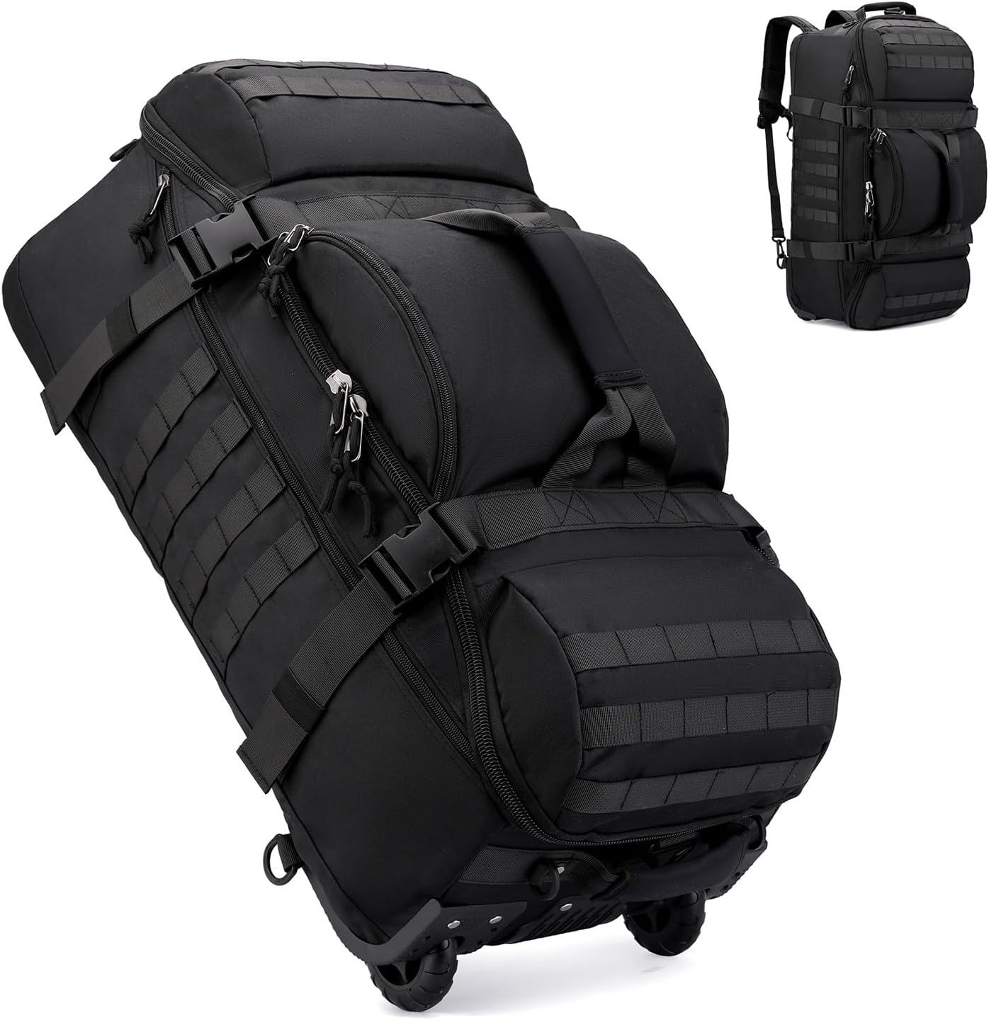 Rolling Duffle Bag with Wheels, 70L 26-inch Foldable Tactical Travel Duffel Bags Durable Tear-Resistant Heavy-Duty Luggage (Green)