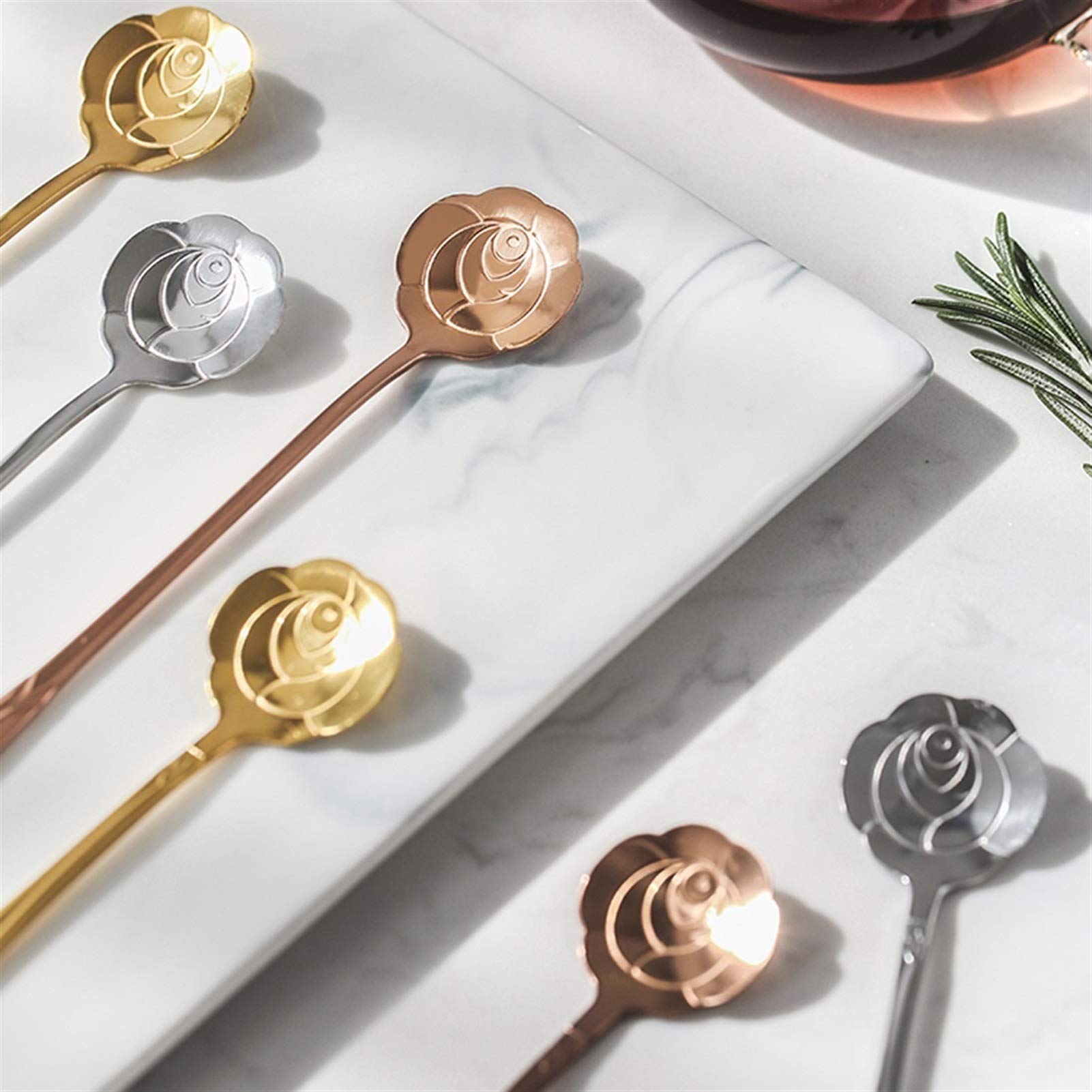 Cucharas de Postre Acero inoxidable creativo, té de leche, varilla de agitación de café, mango largo, cuchara de cerezo, cuchara de helado, cuchara de postre, cuchara de agitación ​Cucharas de Cóctel
