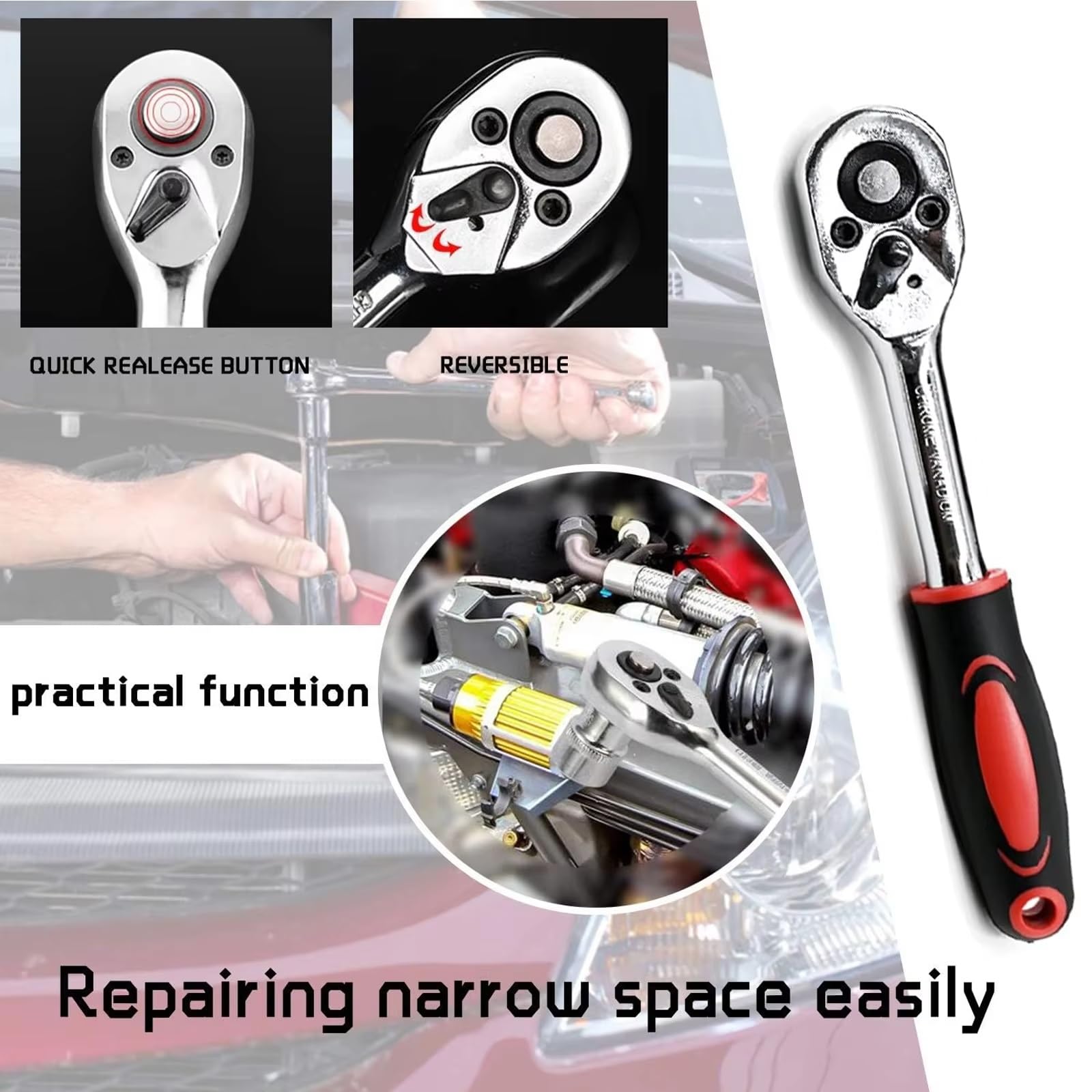 Auto Set Chiavi a Bussola 46 Pezzi Set Di Strumenti Per Punte Con Chiave A Cricchetto Per Riparazione Auto Kit Di Strumenti Combinati Per Manutenzione Auto Utensili Manuali