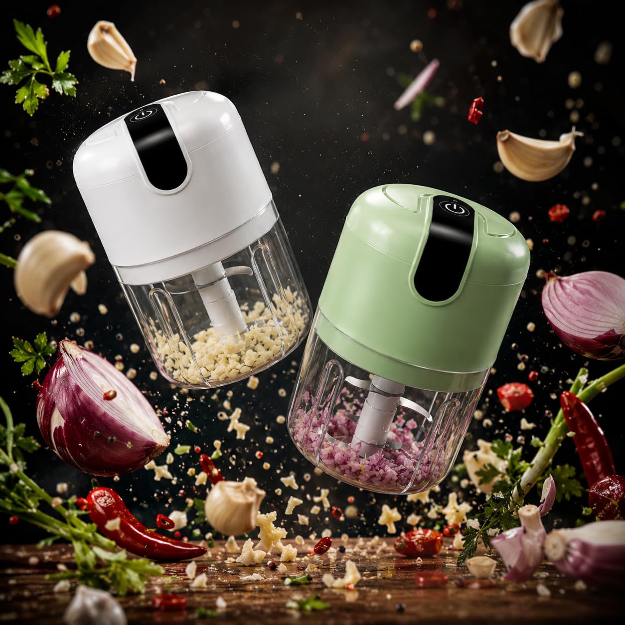 Mini Processador Automático Recarregável 250ml com Lâminas Inox Portátil