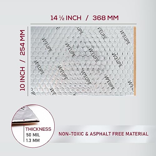 Miniatura 7 de WEUPE Alfombrilla de amortiguación de sonido para automóviles, 50 mil 10 pies cuadrados, amortiguador de sonido automotriz de butilo, material de