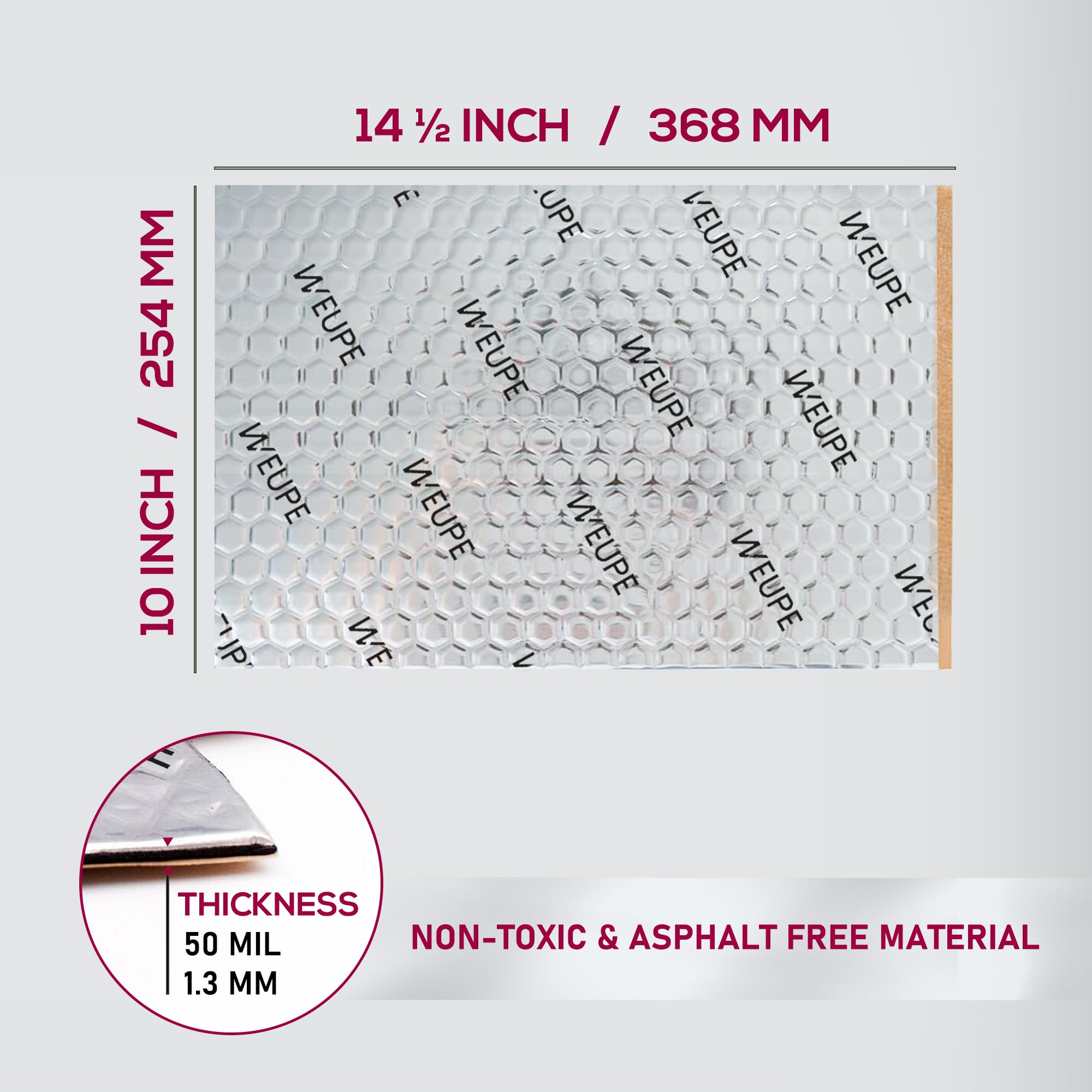Tapis insonorisant pour voitures, 50 mil 10 m², butyle automobile, matériau d'isolation phonique pour coffre de voiture, haut-parleur, porte, sol et plafond, argenté