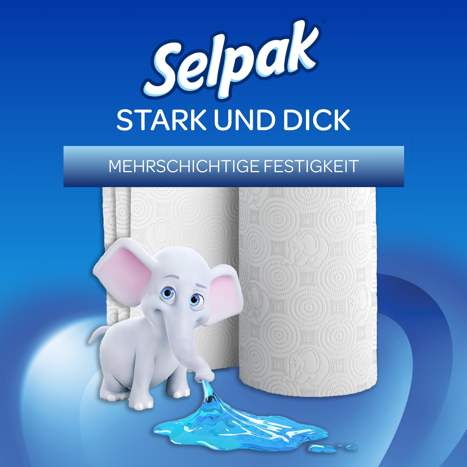 Selpak Deluxe Küchenrolle 3-lagig, 3600 Blatt Feuchtigkeitsbeständige, Papiertücher super saugfähige, wiederverwendbare Bambus-Küchenrolle, Elefant geprägtes Haushaltstücher-Küchenpapier, Handtuchroll
