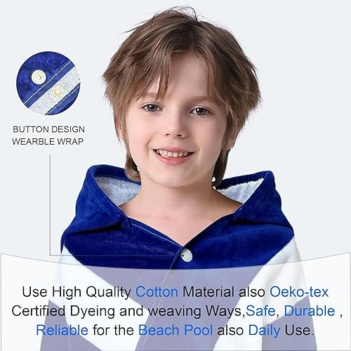 Miniatura 20 de Toalla de baño/piscina/playa con capucha, para bebés, niños y niñas de 3 a 12 años, tamaño extra grande, 30 x 50 pulgadas, algodón absorbente súper