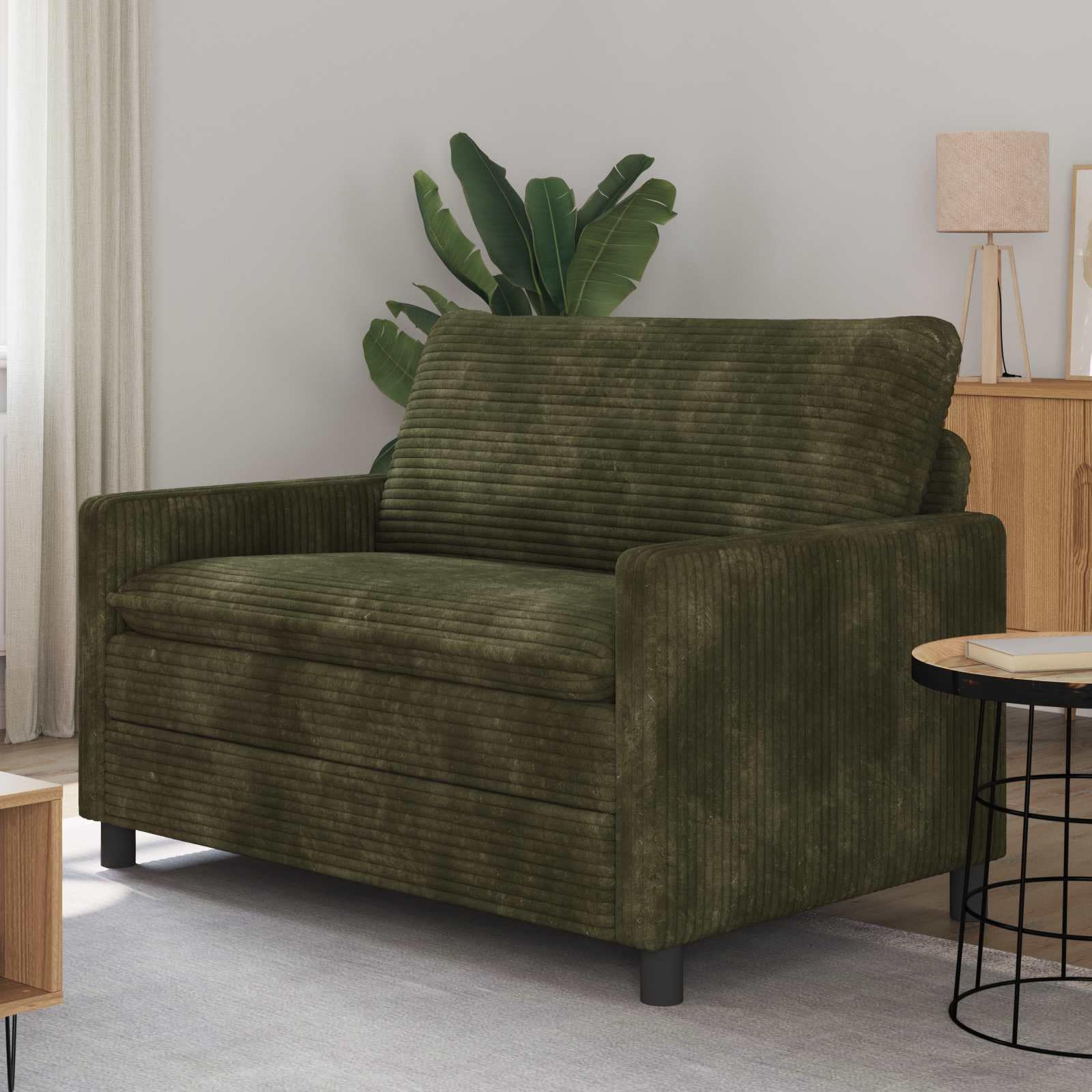 Sofá de 2 plazas, color verde, sofá tapizado 126 x 81 x 87,5 cm