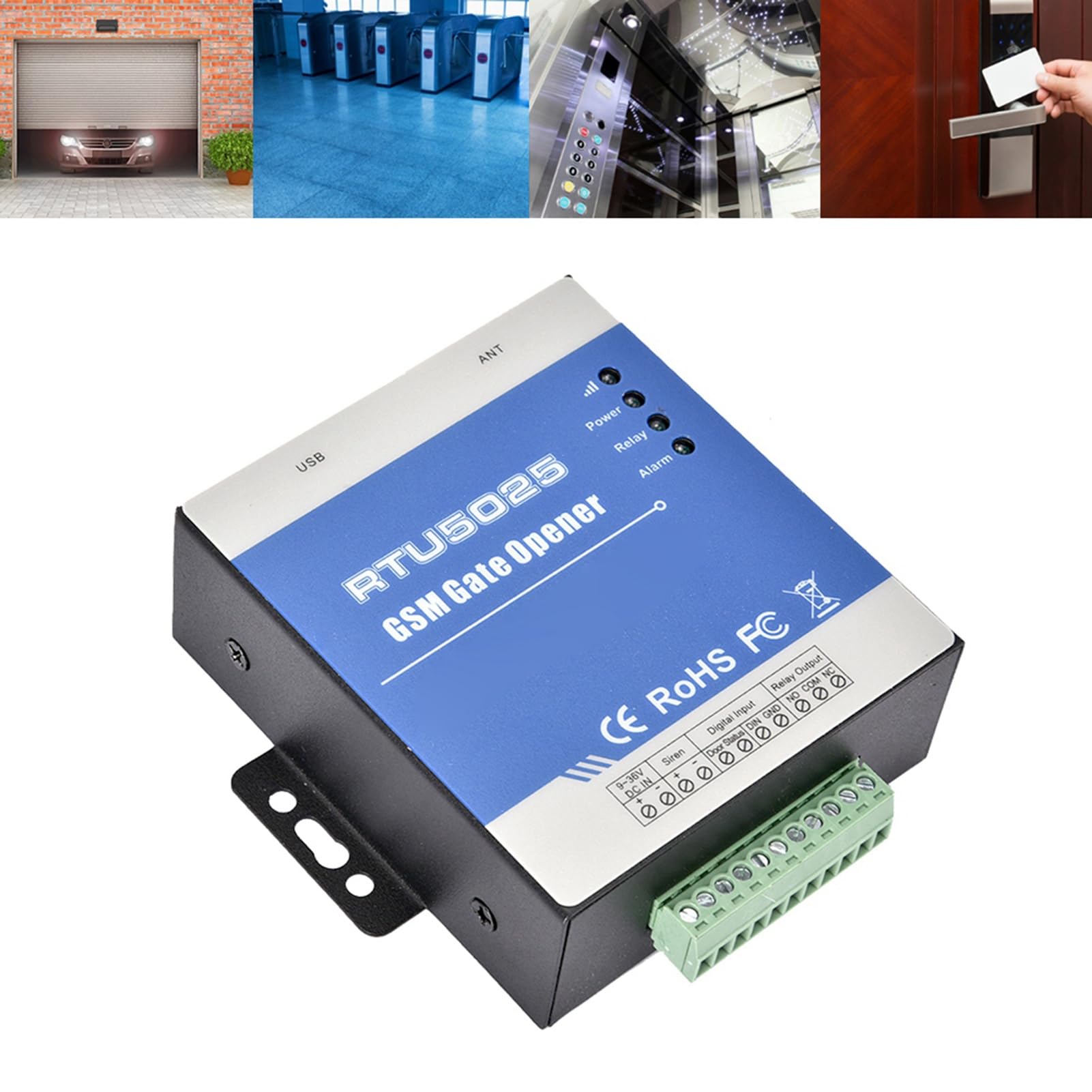 GSM RTU5025 Garagentoröffner mit Fernbedienung, GSM Gate Opener 1000, historische Steuerung, Alarm 2G/3G/4G, Überwachungsrelais für die Alarmanlage, Garagentoröffner (blau)