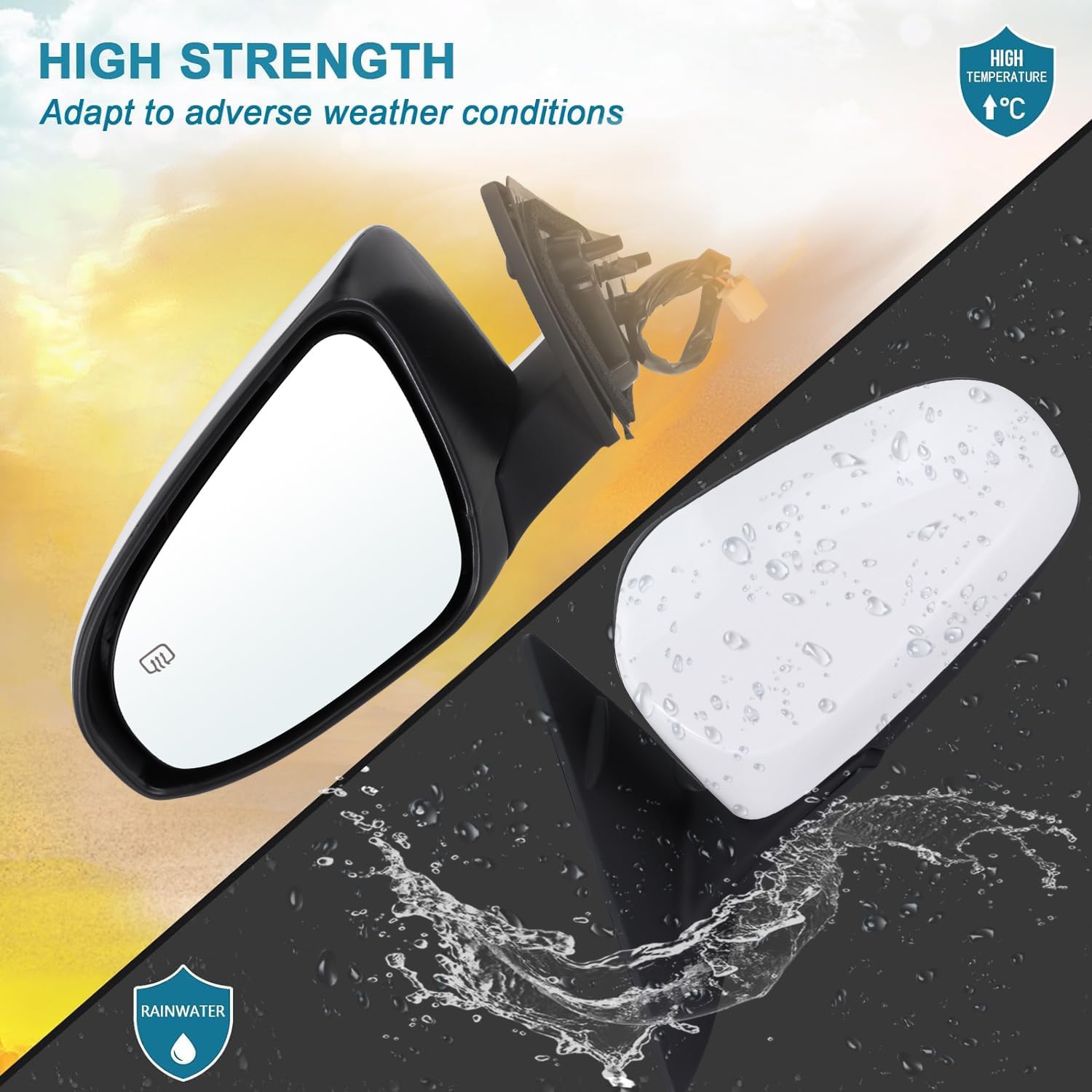 Left Driver Side Mirror Compatible With 2012 2013 2014 Toyota Camry with Manual Folding Power Glass Heated White Replace#8790906411(5Pins)