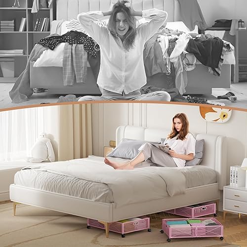 Miniatura 52 de Almacenamiento debajo de la cama, contenedores de almacenamiento debajo de la cama con ruedas, cajón organizador de almacenamiento de zapatos debajo