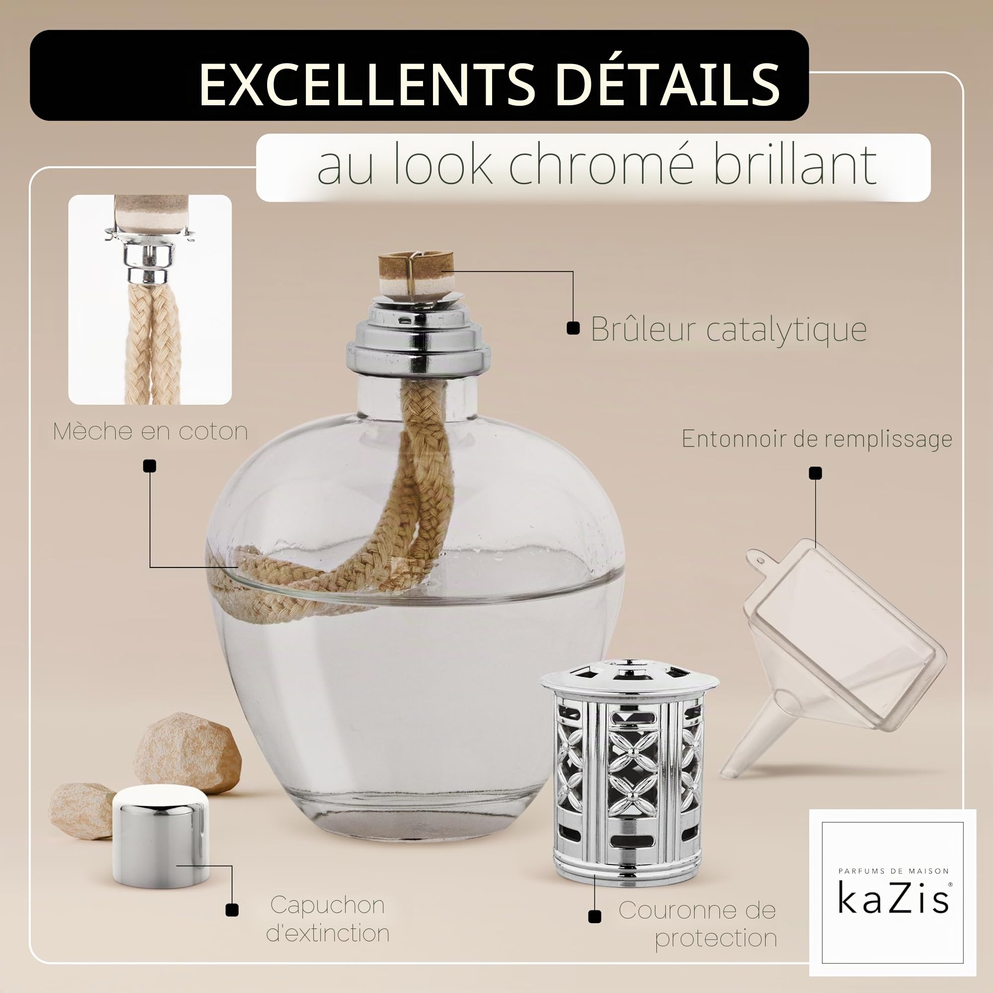 KAZIS® I Lampe catalytique Victoria I Lampe à parfum I Transparent