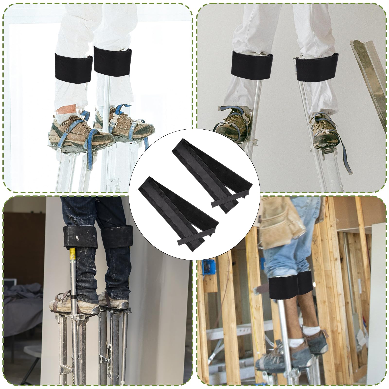 2 Pièces de Sangles pour Échasses, Sangles pour Échasses Réglables Bandes de Jambes Sangles pour Échasses Larges et Confortables pour Toutes les Marques d'Échasses pour Cloisons Sèches (Noir)