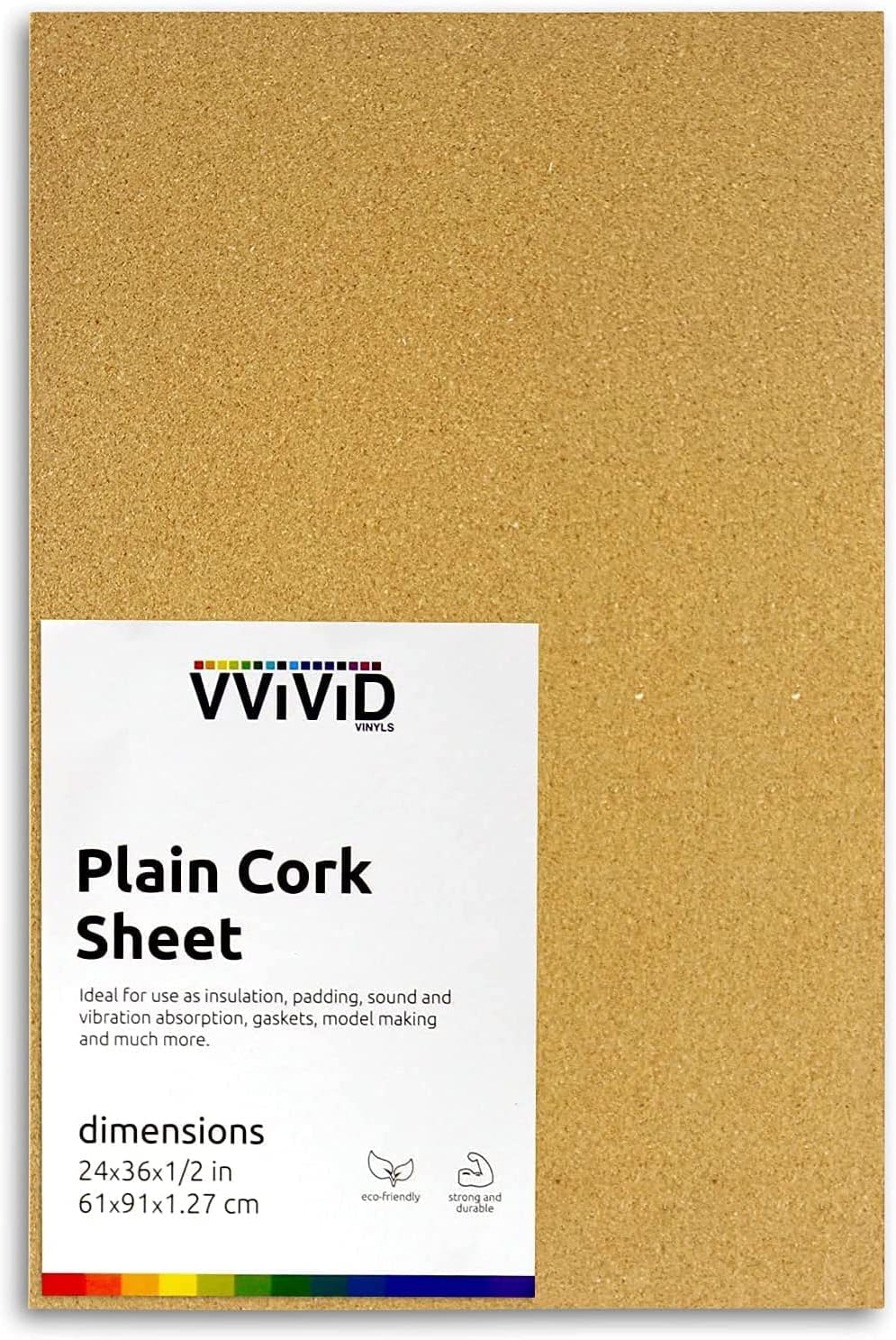 VViViD Cork Bulletin Board (Unframed Sheet - 2ft x 3ft, 0.48" Thick)