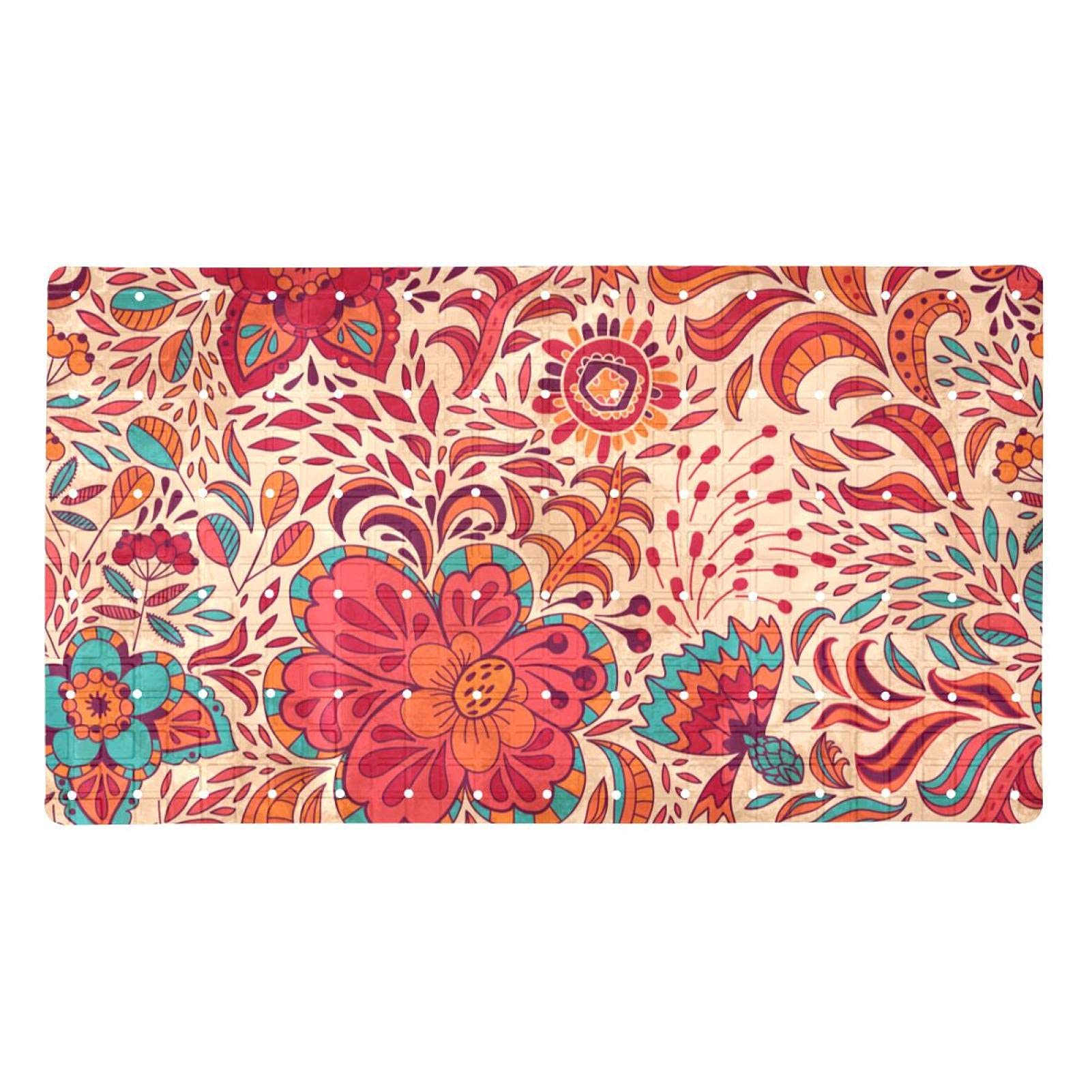 Tapis de baignoire antidérapant bohème floral pour le bain des enfants et seniors