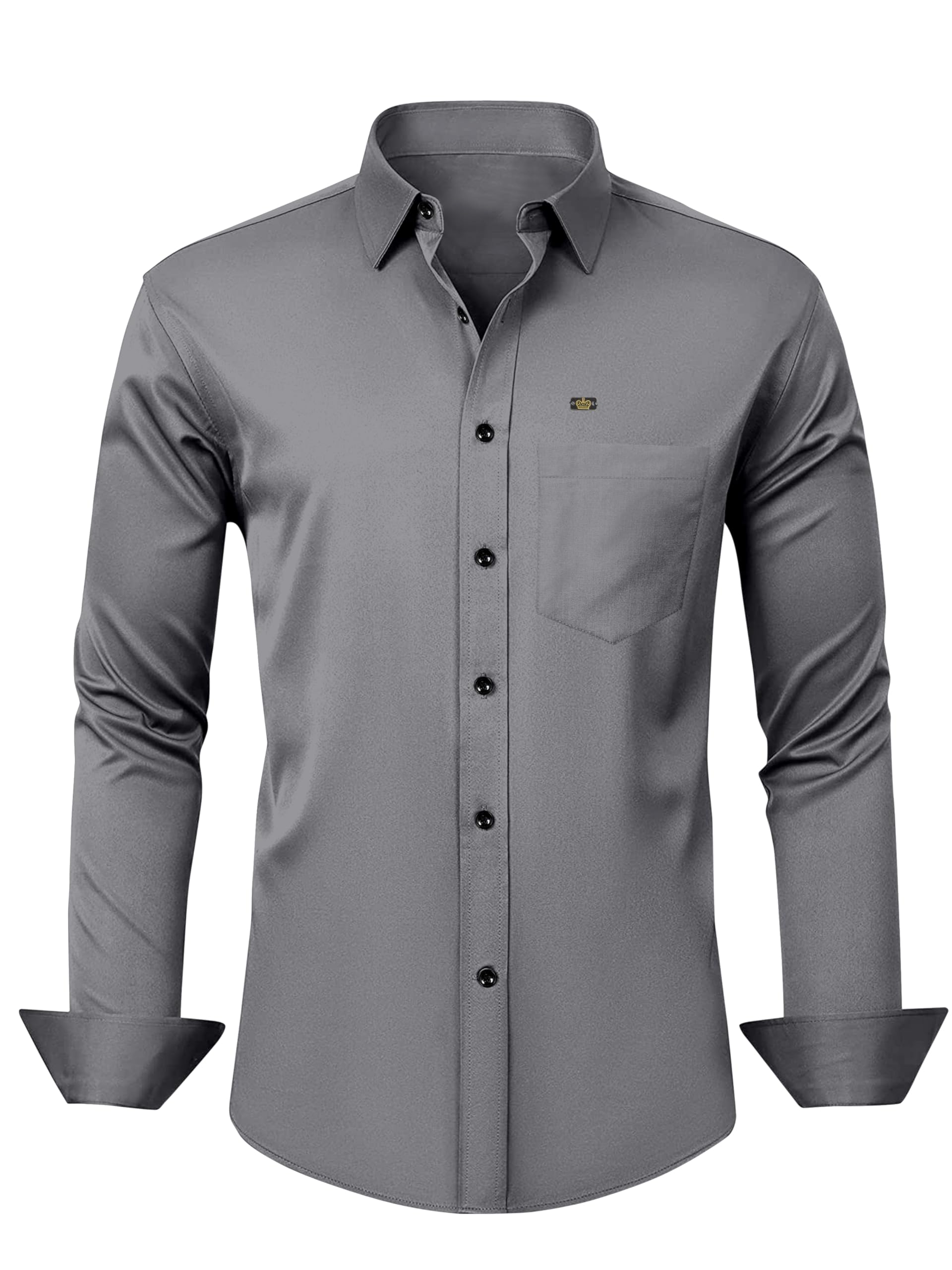 Men Regular Fit Solid Button Down Collar Formal Shirt