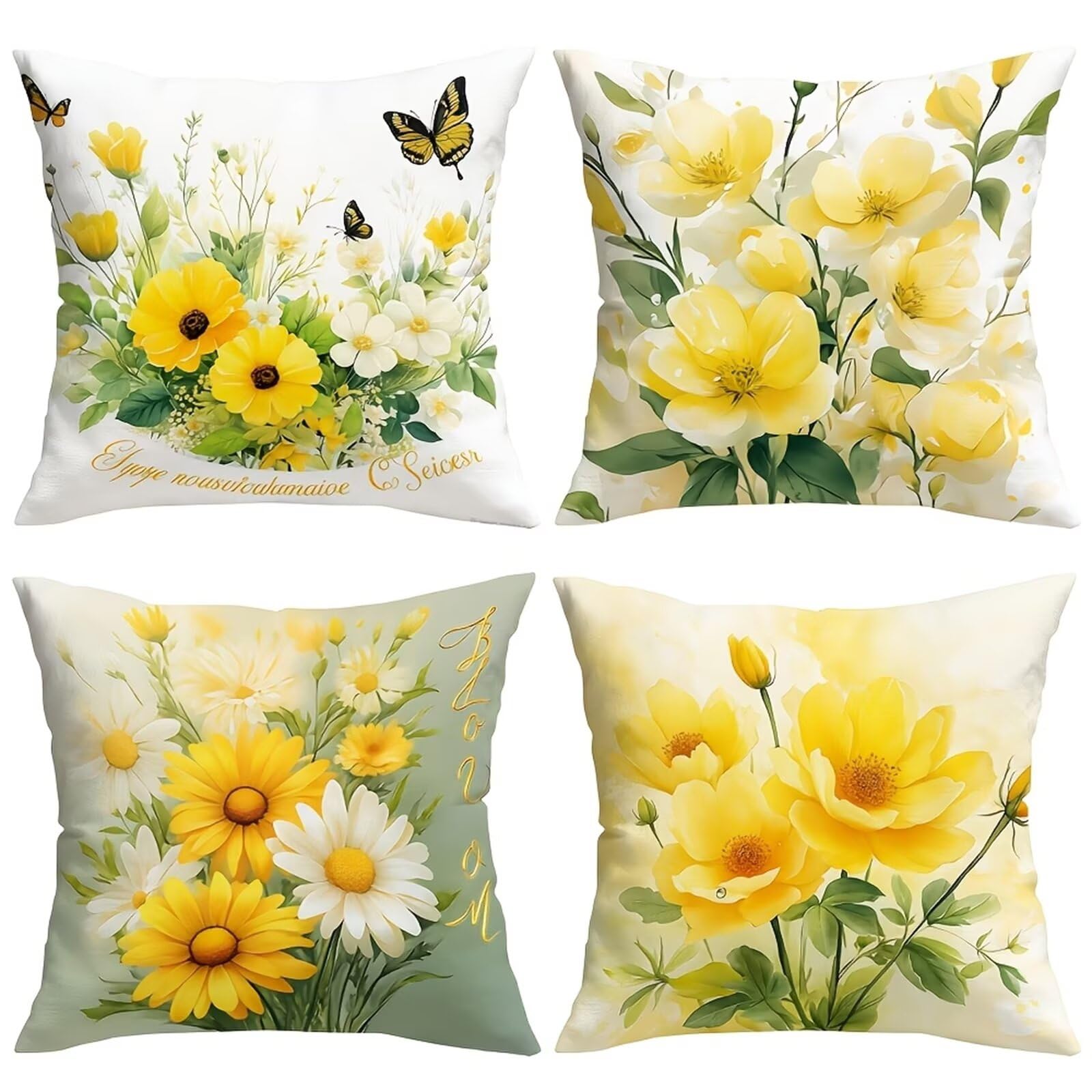 Housses de coussin carré en lin jaune pour embellir votre terrasse