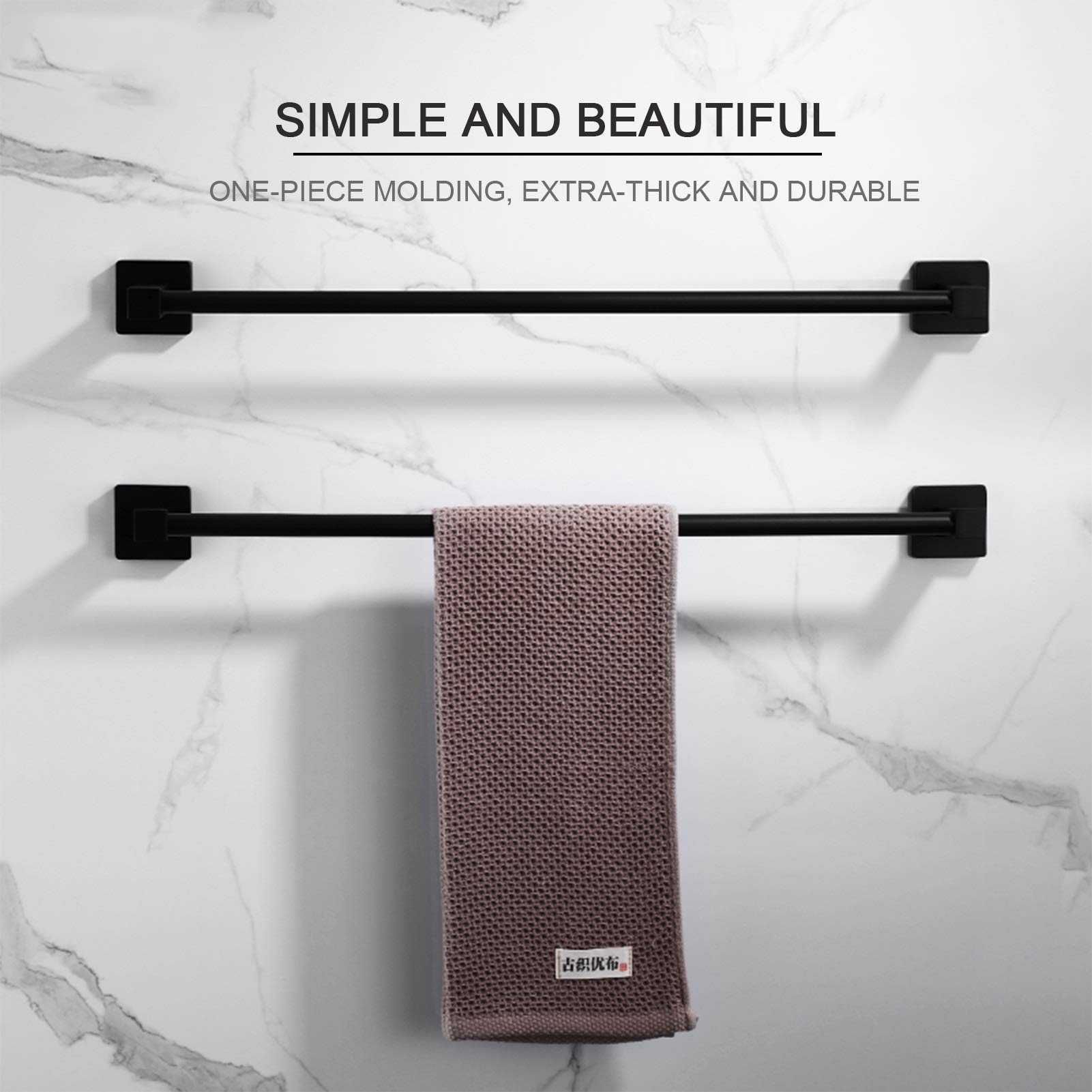 Montado en la Pared de la Barra de Toallas, 30cm / 40cm / 50cm / 60cm / 70cm / 80 cm Toalla de Toalla para Soporte de Rack para baño o Accesorio de Cocina, Negro (Size : 60cm)