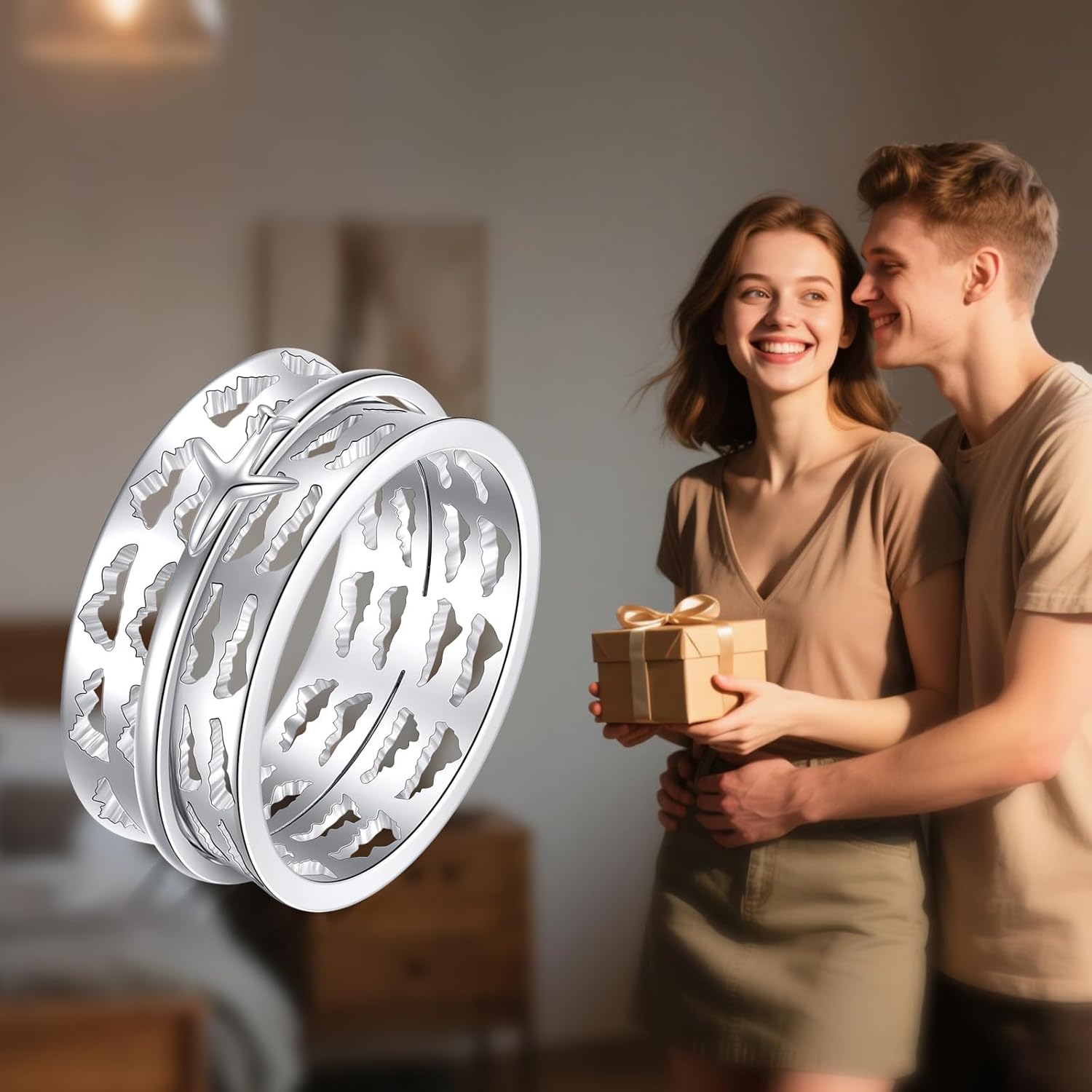 Spinner Ring Sterling Silver Anxiety Rings Jewelry Gifts for Women - Image 5