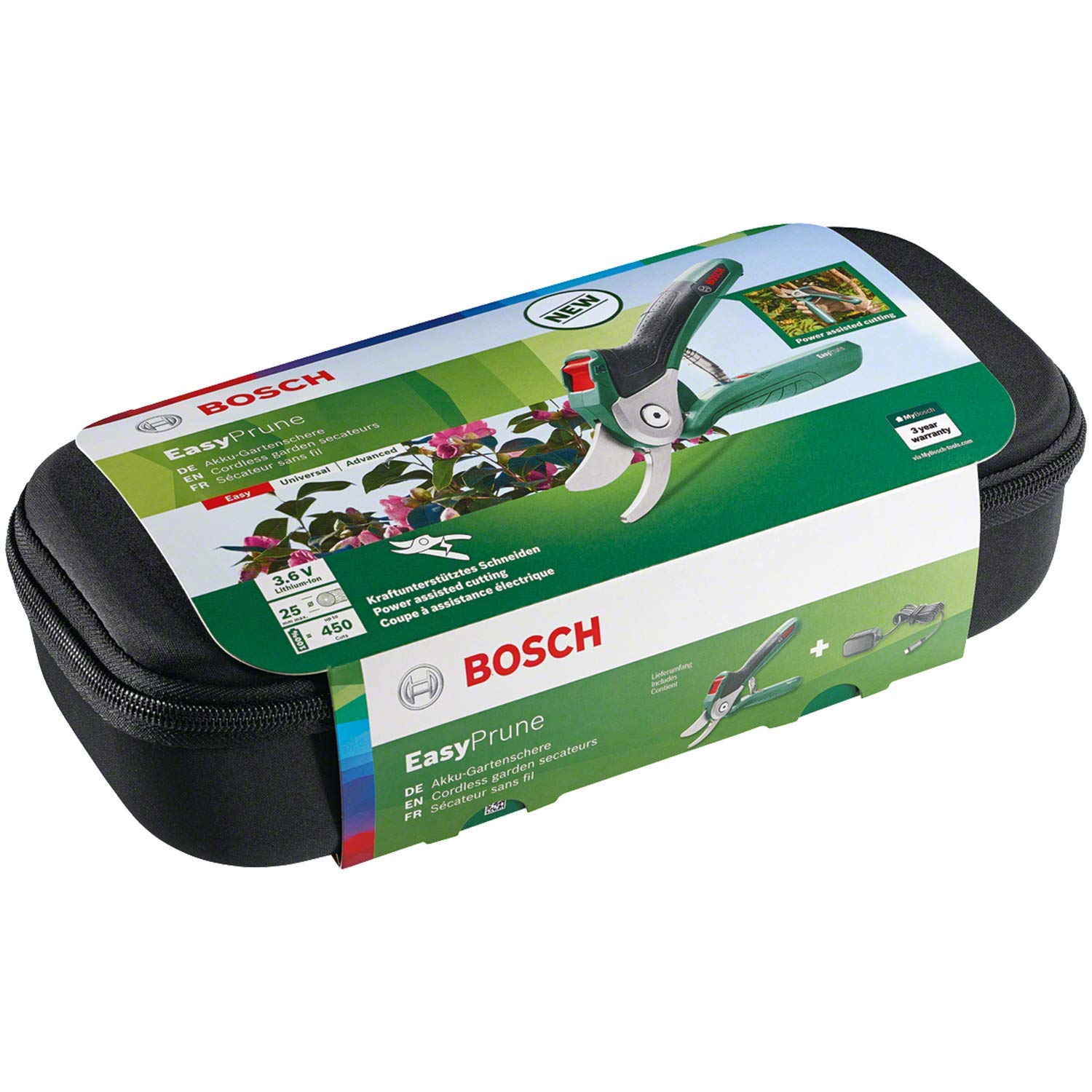 Bosch Home and Garden Akku Gartenschere EasyPrune (USB Ladegerät, Blisterverpackung, 3,6 Volt, 1,5 Ah), 06008B2000