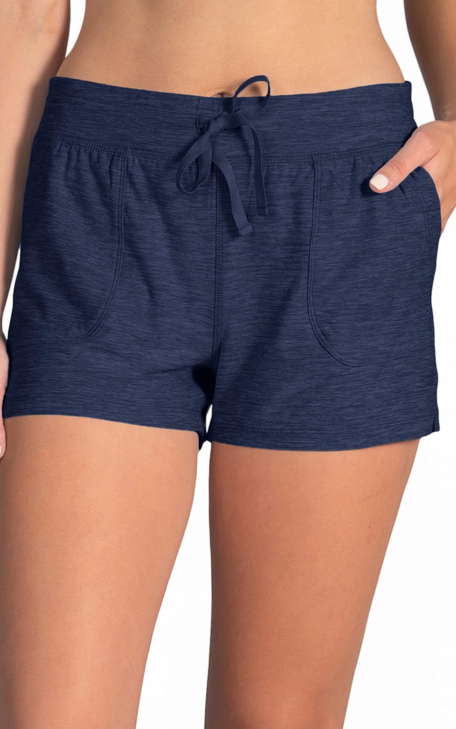 90 Degree By Reflex Lightweight Lounge Shorts - Casual Summer Jersey Shorts for Women - 2 Pack - Heather Moonlit Ocean/Heather Charcoal - 1X