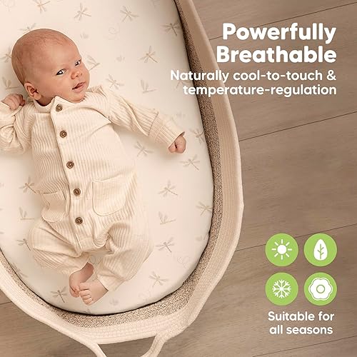 Miniatura 4 de Paquete de 2 sábanas bajeras de moisés para niñas, niños, viscosa derivada de bambú, compatibles con Halo Bassinest Swivel Sleeper, Graco, Baby