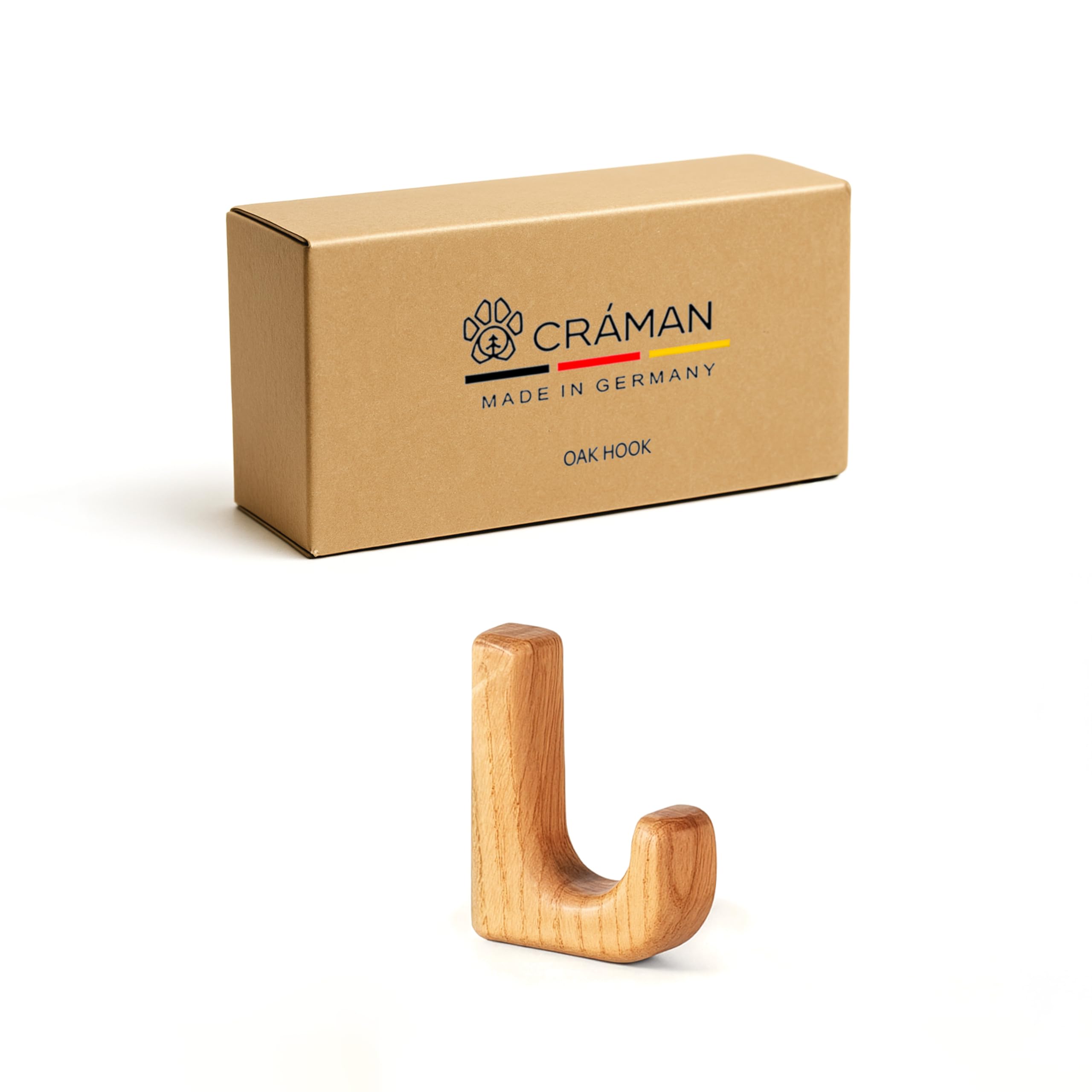 Craman Self Adhesive Wooden Towel Hook Ceramic Tile Oak Coat Hook Kitchen Hook Modern Home Decor Gift Home Decor HSA Germany (Natural Round)