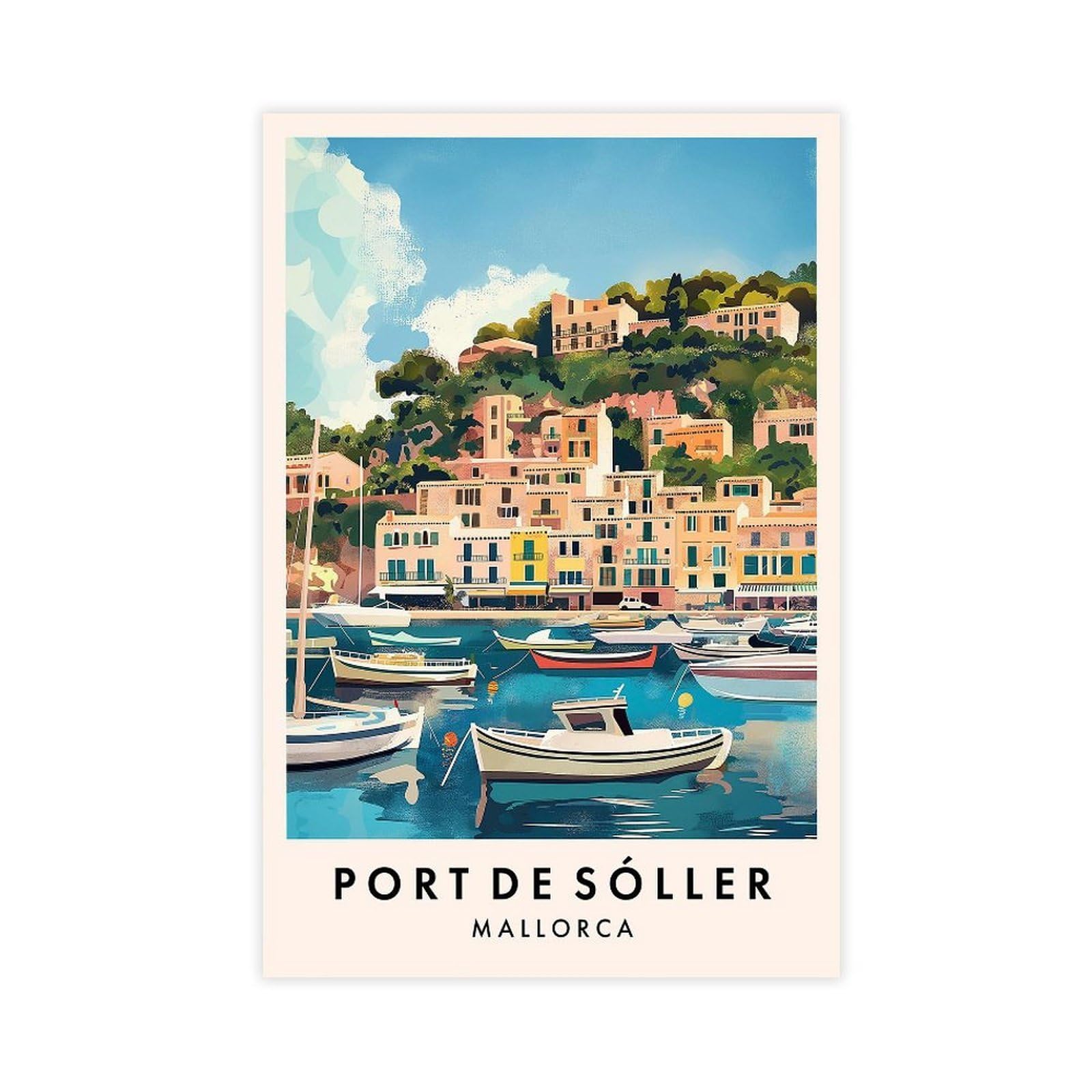 Bareronor Port De Sóller Travel Canvas Poster Bedroom Decor Landscape Office Room Decor Gift 20" L X 30" W
