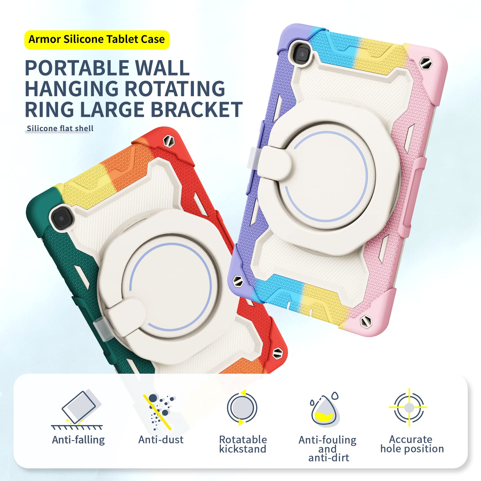 Custodia per Samsung Galaxy Tab A7 Lite T220/T225, antiurto con pellicola proteggi schermo, portapenne, tracolla, supporto girevole per bambini