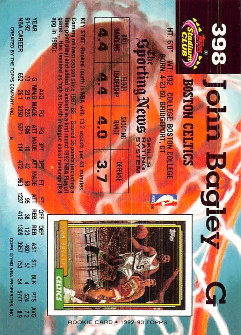 Amazon.com: 1992-93 Stadium Club Basketball #398 John Bagley