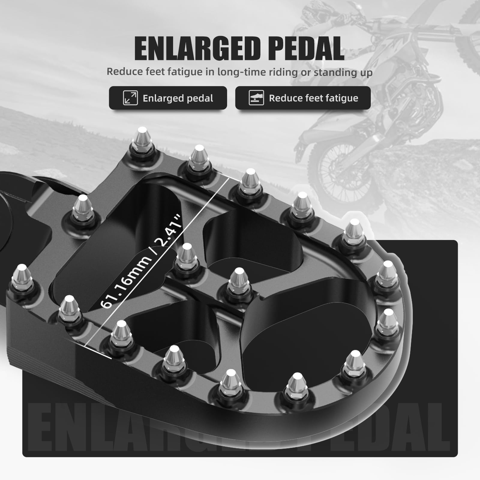 NICECNC Pedane larghe forgiate Compatible with 65SX 2009-18 85SX 2003-17 125SX 250-450SX-F 1998-15 250SX 1998-16 125-530 EXC EXC-F 1998-16 150-300XC 250XC-F 2006-16, vedi montaggio, nero