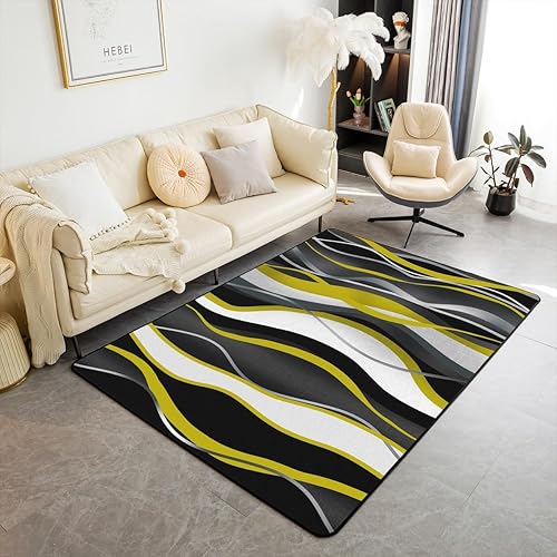 jejeloiu Geometric Area Rug 5x7 Inch White Yellow Black Grey
