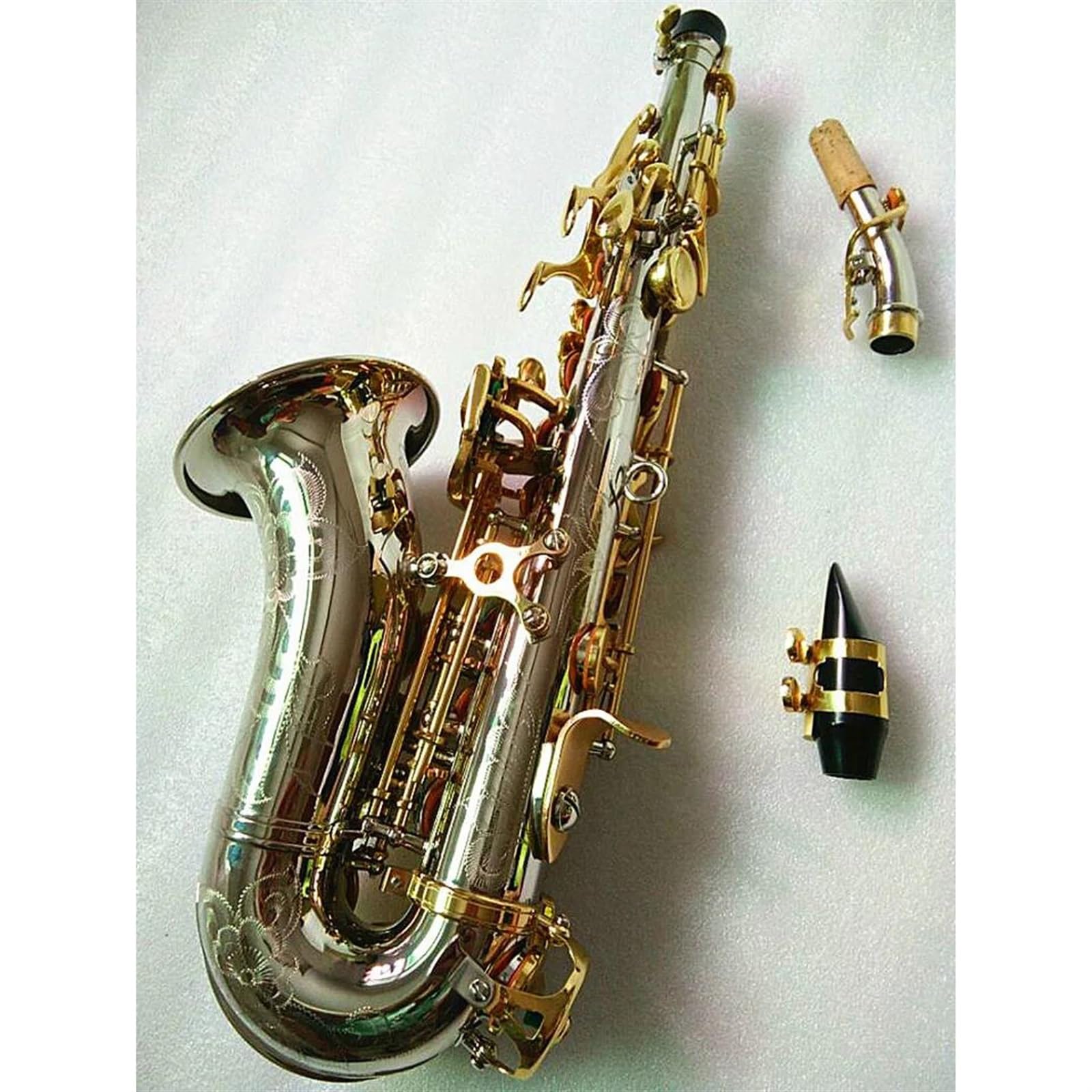 Saksofon Bend saksofon sopranowy Bb srebrzony nikiel mosiądz instrument muzyczny z ustnikiem i etui (Color : Ordinary bag)