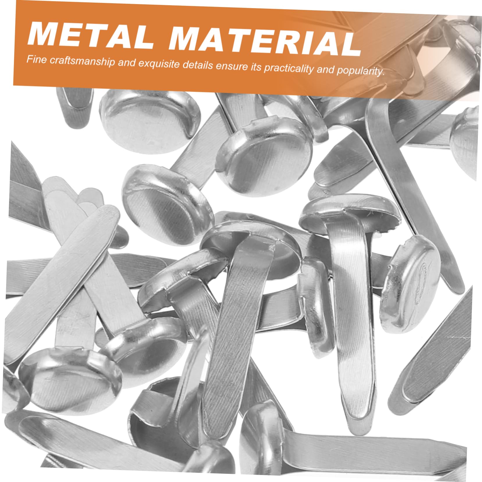 ERINGOGO 50pcs Metal Paper Fasteners Double Foot Spikes Decorative Nails for DIY Crafts