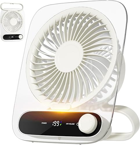 Ventilador de escritorio portátil Ventilador personal pequeño recargable por USB, funciona con pilas con velocidades variables, ultra silencioso