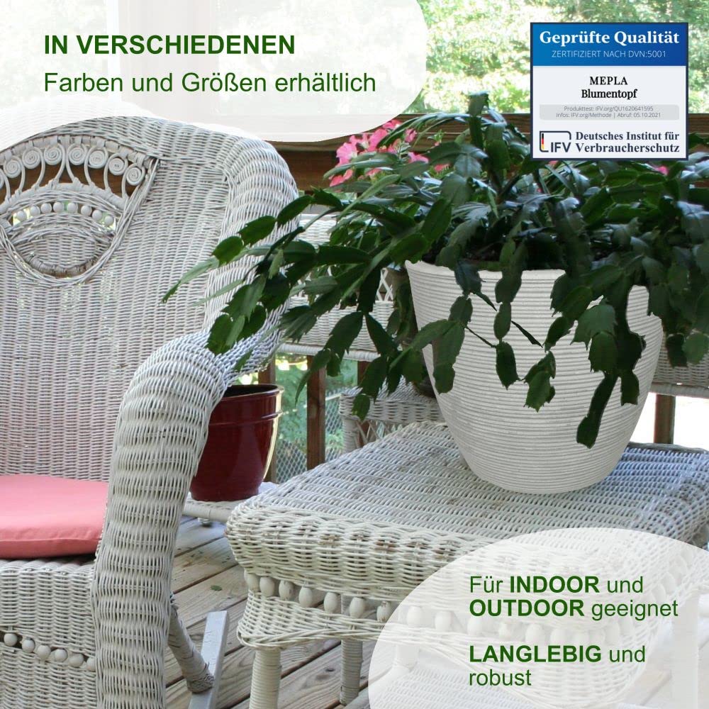 MePla Blumentopf Milano - runder Pflanzkübel - wetterfestes Pflanzgefäß - UV-beständiger Blumenkübel - Pflanzentopf - Kübel - ø48 - anthrazit