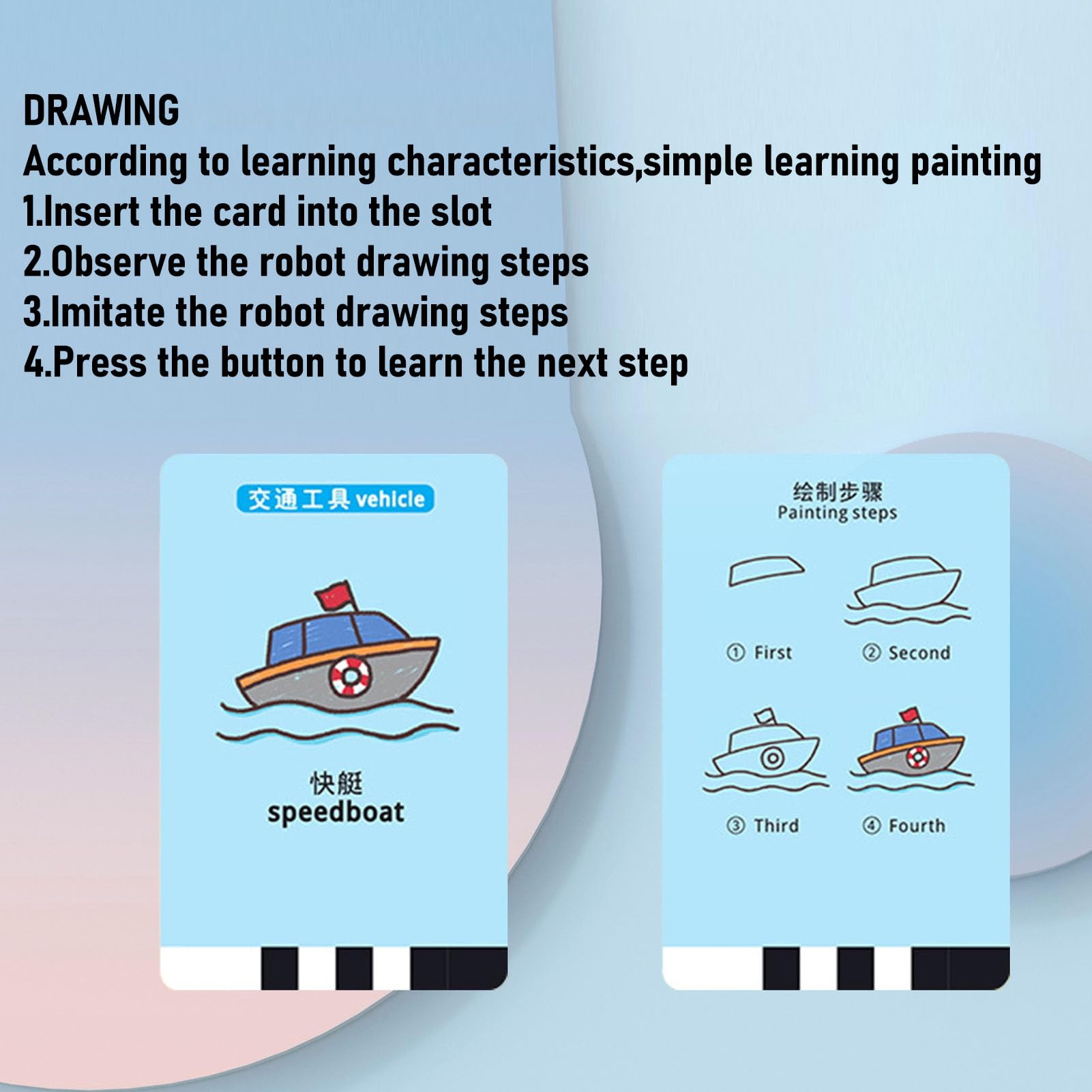 Cuifati Robot de Dibujo Inteligente para Niños de 5 a 12 Años, Juguete Educativo Interactivo de Aprendizaje de Dibujo con 100 Tarjetas de Palabras, Máquina de Electrónica Interactiva por Voz, Regalo